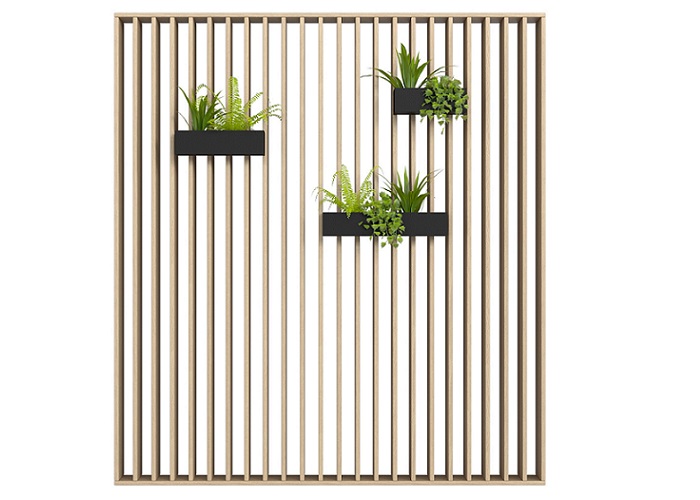 Straight Slat Wall with Planter Boxes