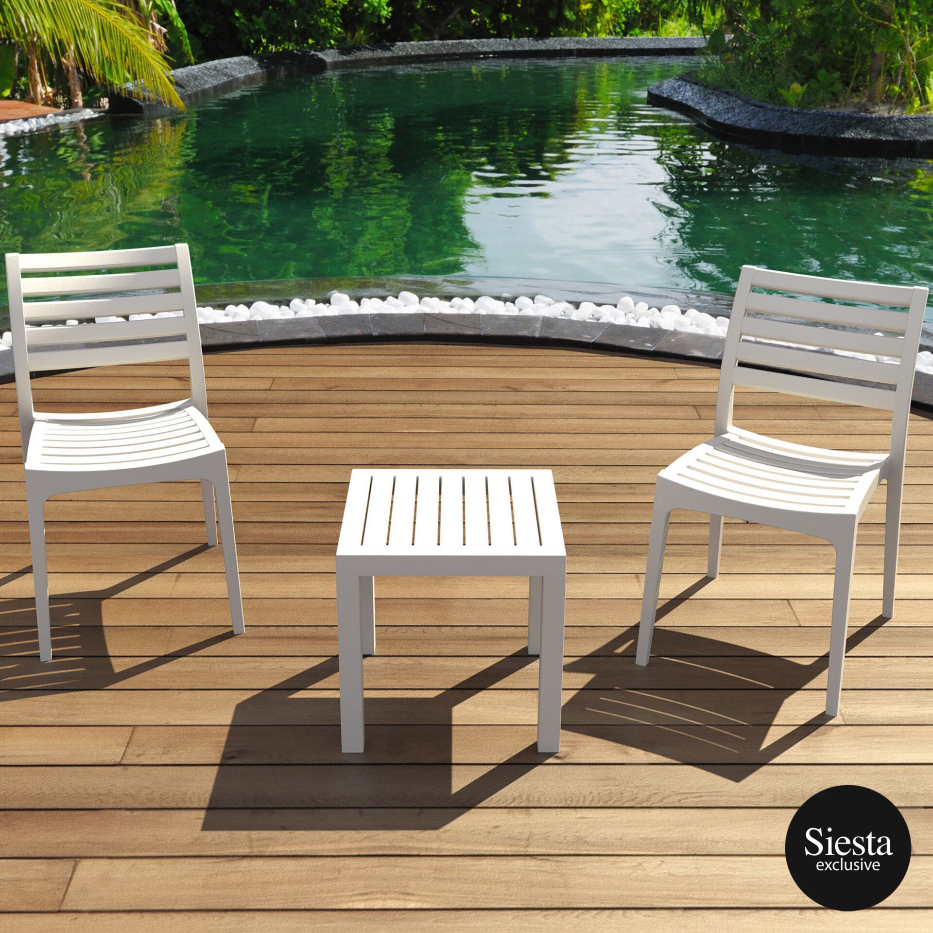 Ares Chair /Ocean Side Table 2 Seat Package - White