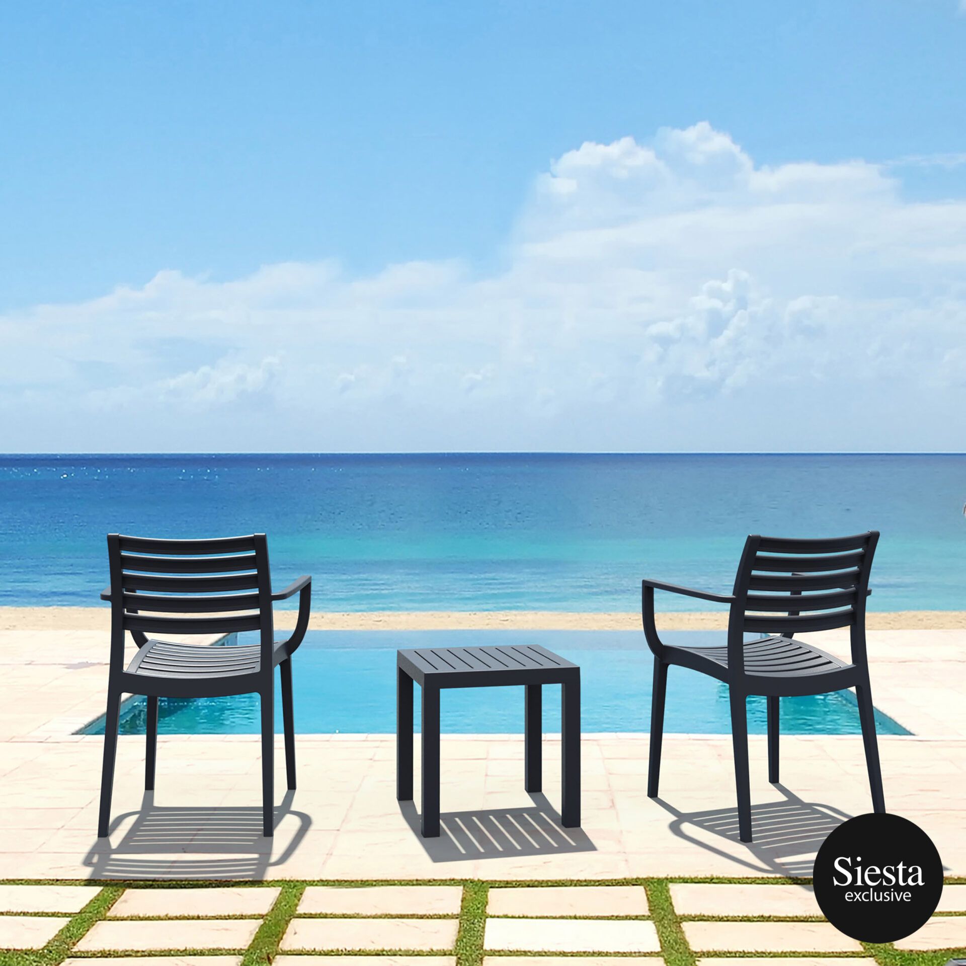 Artemis Armchair/Ocean Side Table 2 Seat Package - Anthracite