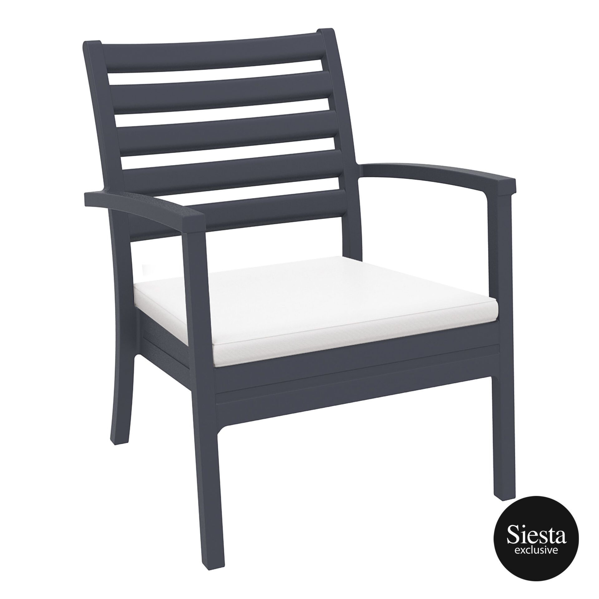 Artemis XL Armchair - Anthracite with White Seat Cushion