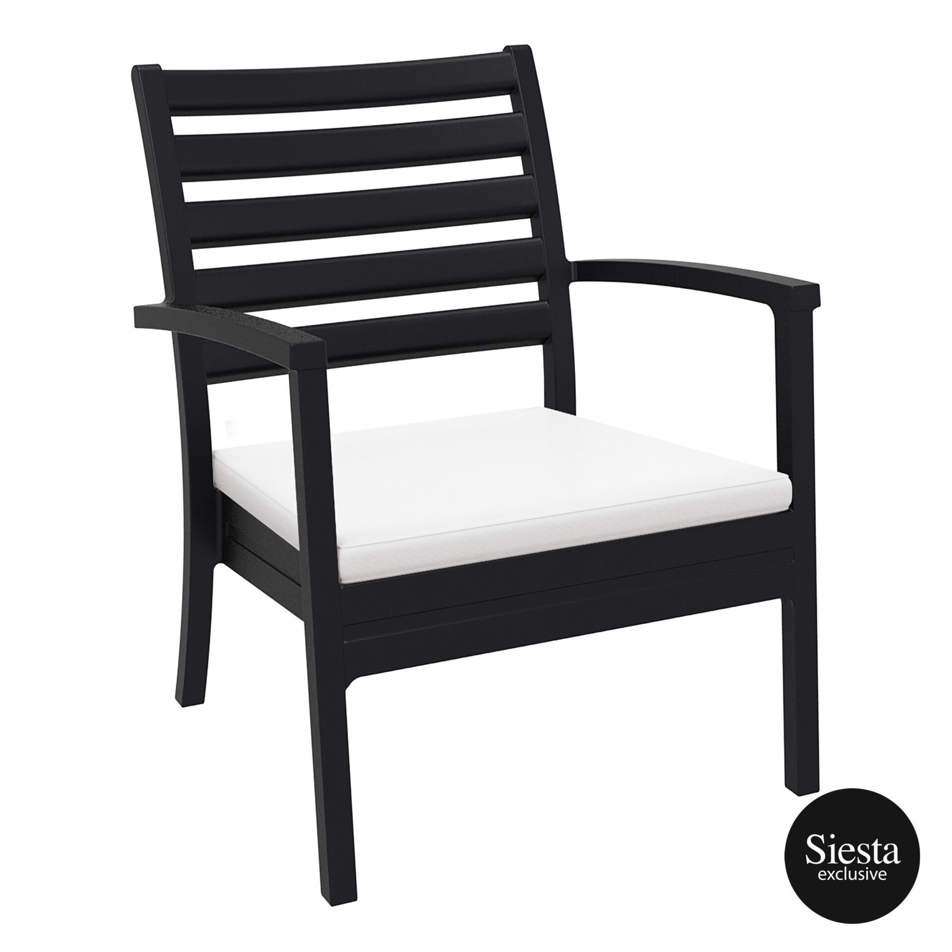 Artemis XL Armchair - Black with White Seat Cushion