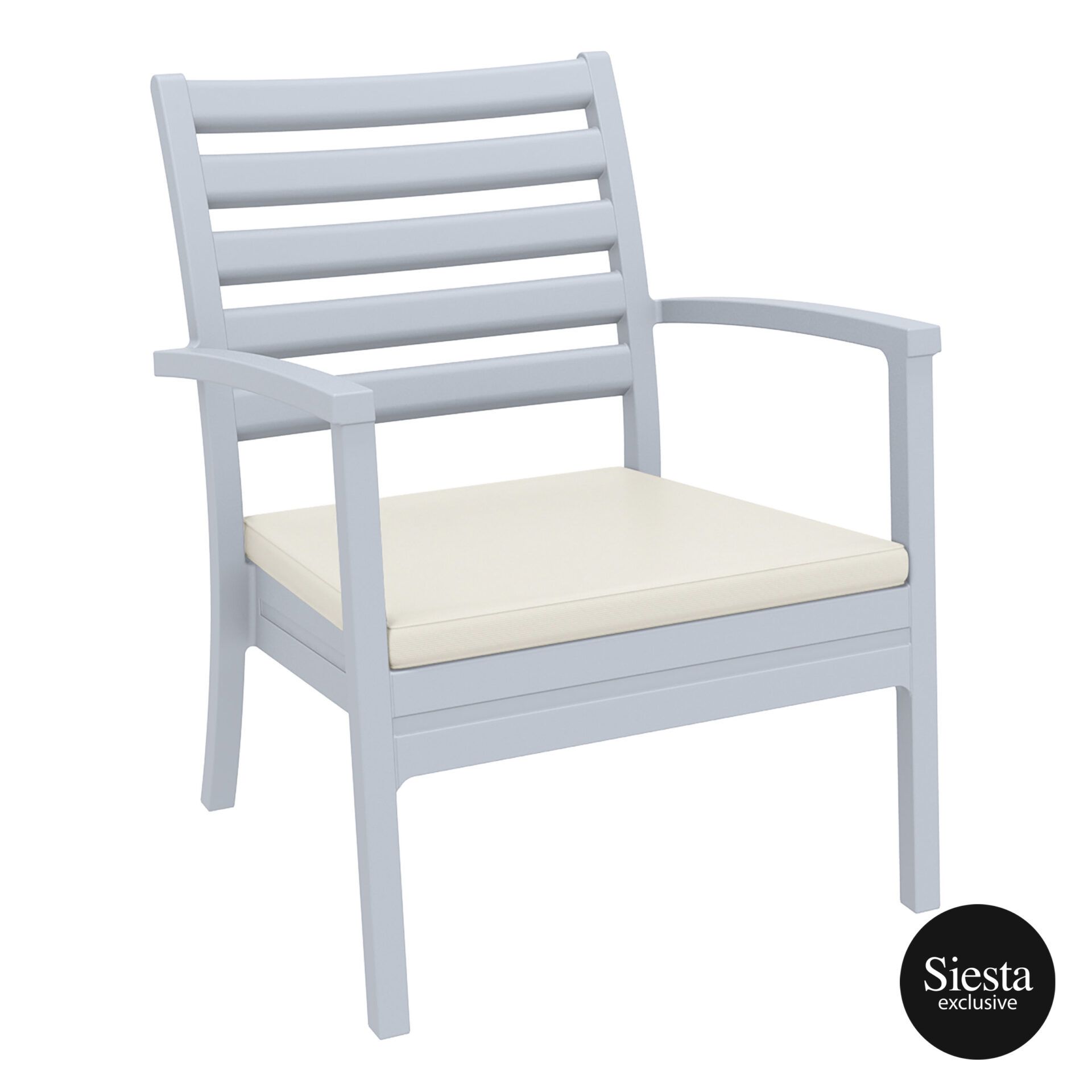 Artemis XL Armchair - Silver Grey with Beige Seat Cushion