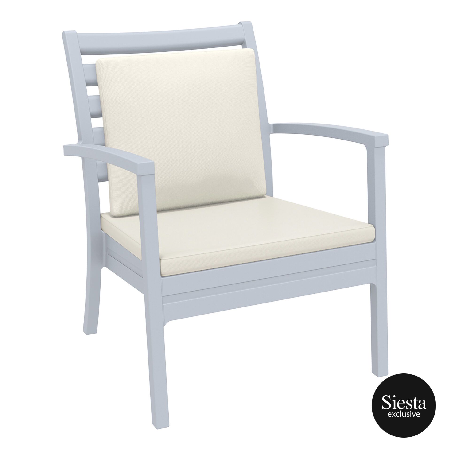 Artemis XL Armchair - Silver Grey with Beige Seat and Back Cushion