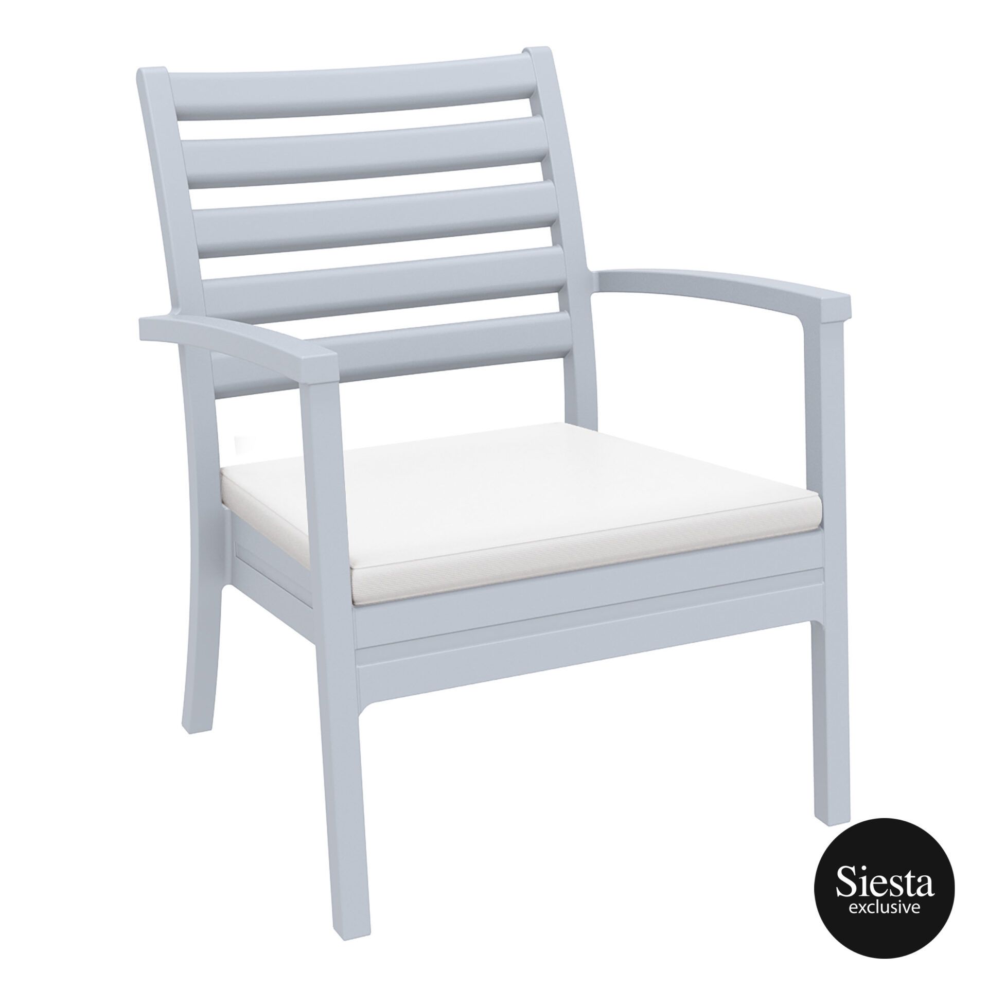 Artemis XL Armchair - Silver Grey with White Seat Cushion