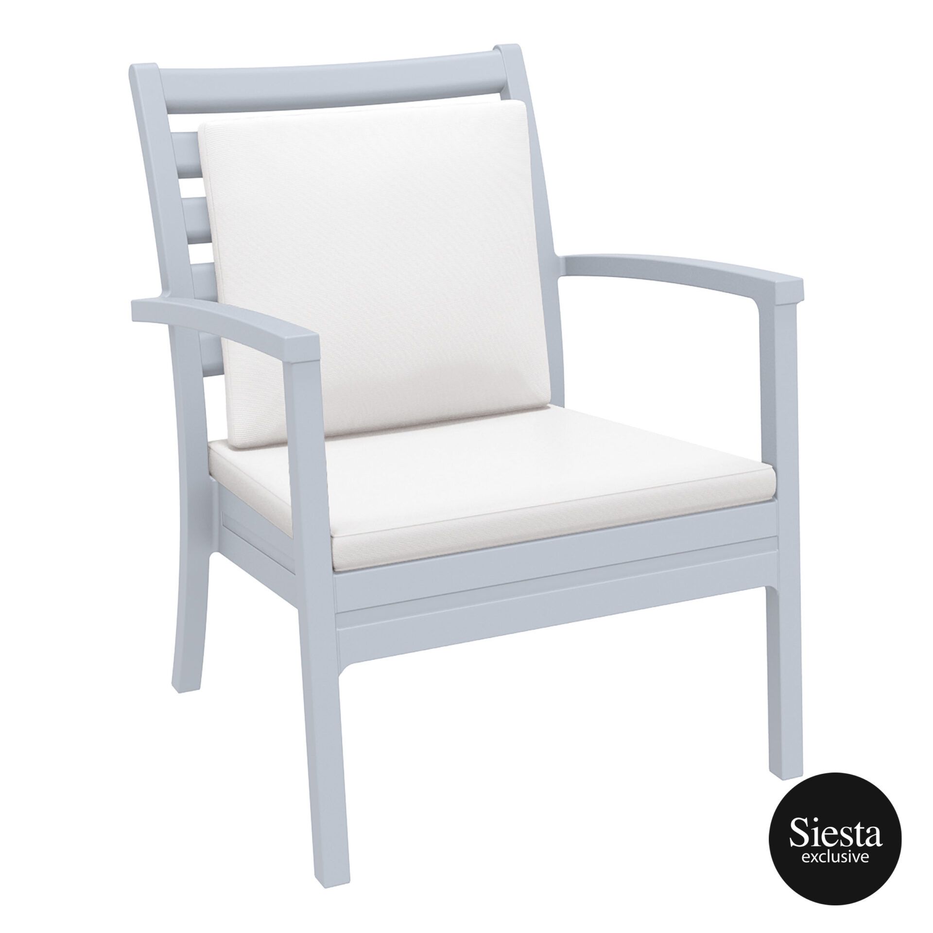 Artemis XL Armchair - Silver Grey with White Seat and Back Cushion