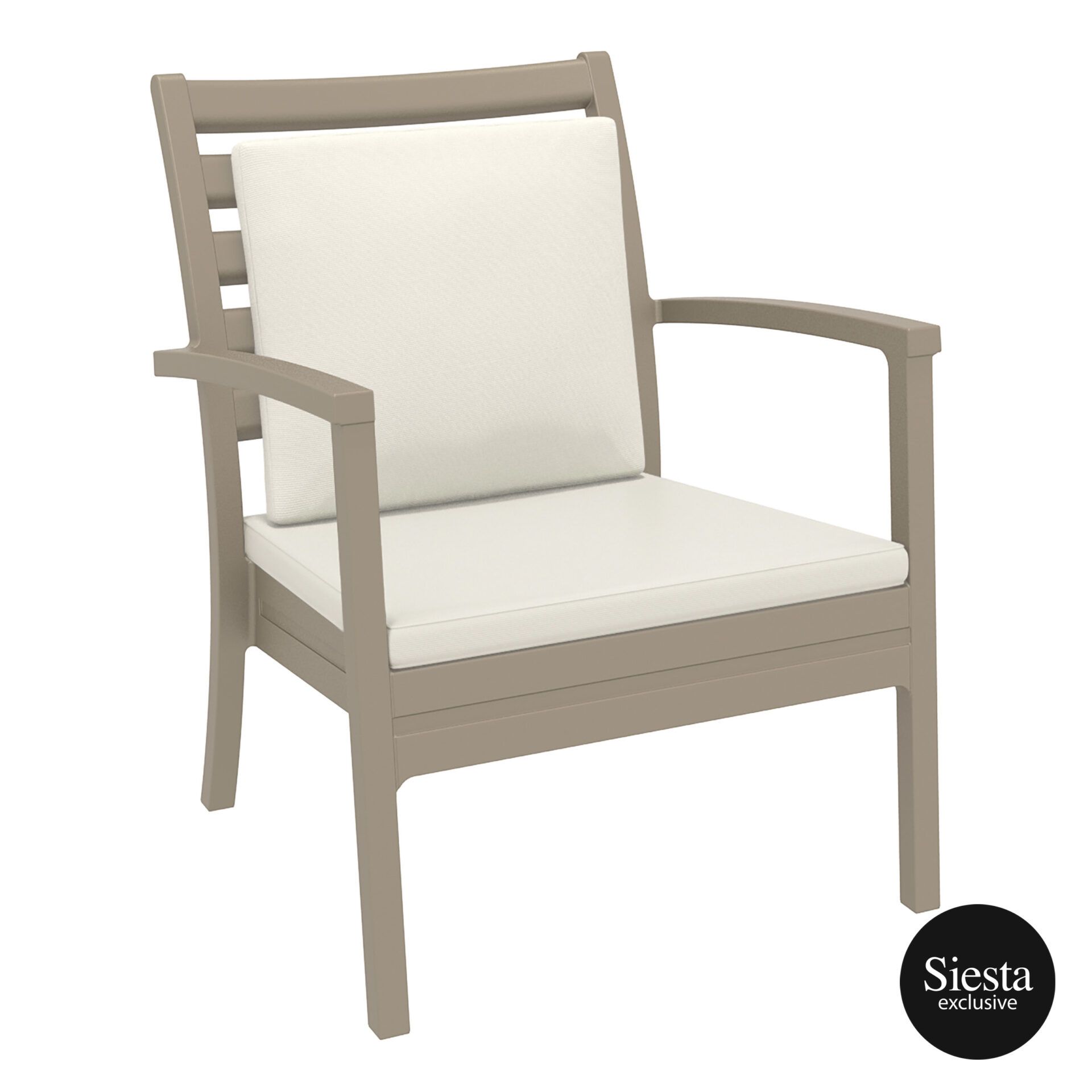 Artemis XL Armchair - Taupe with Beige Seat and Back Cushion