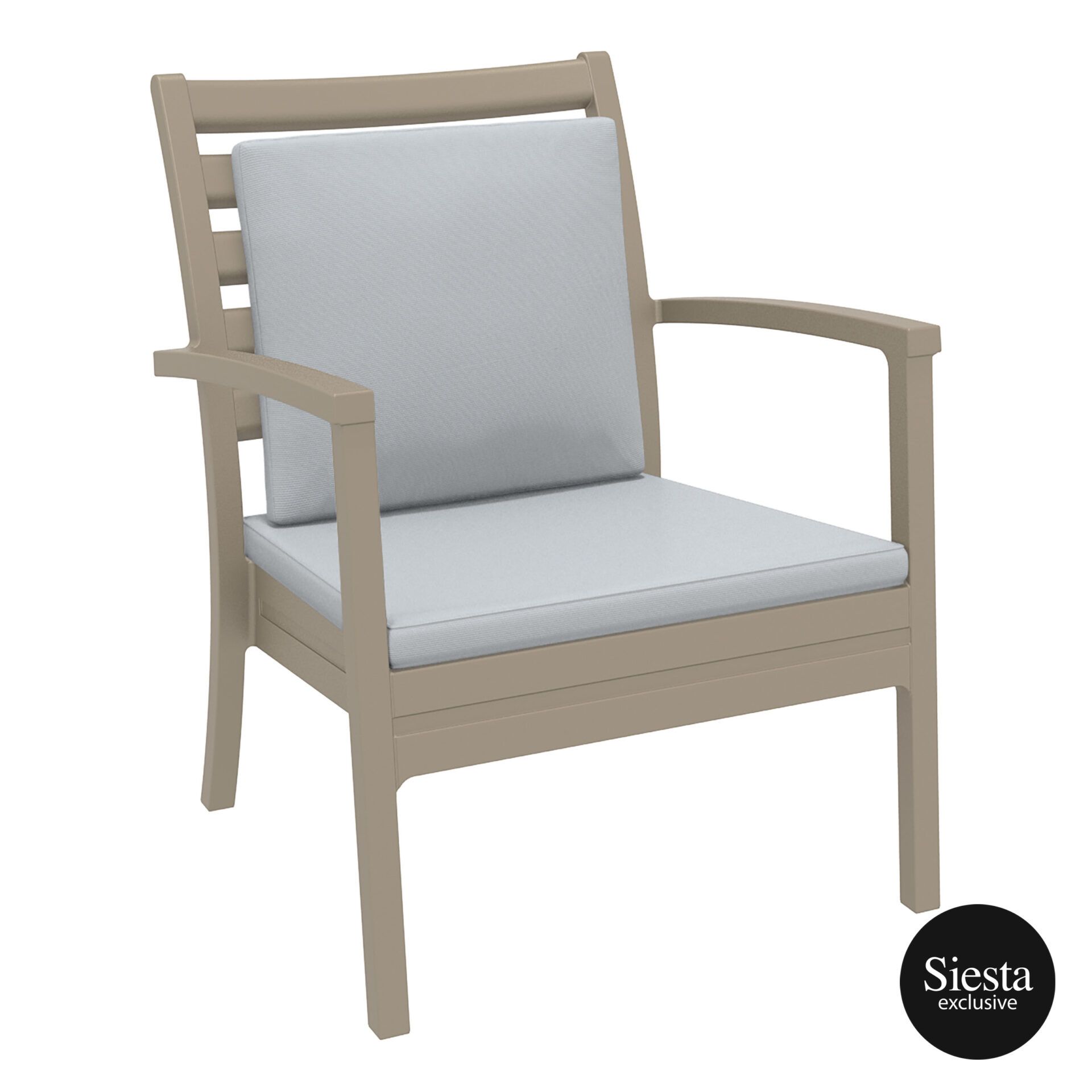 Artemis XL Armchair - Taupe with Light Grey Seat and Back Cushion