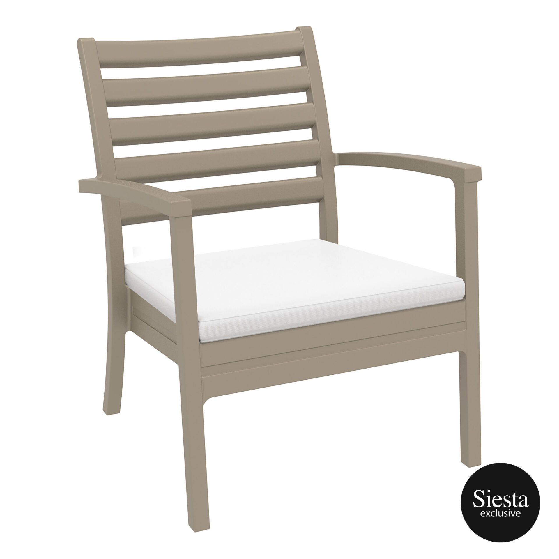 Artemis XL Armchair - Taupe with White Seat Cushion