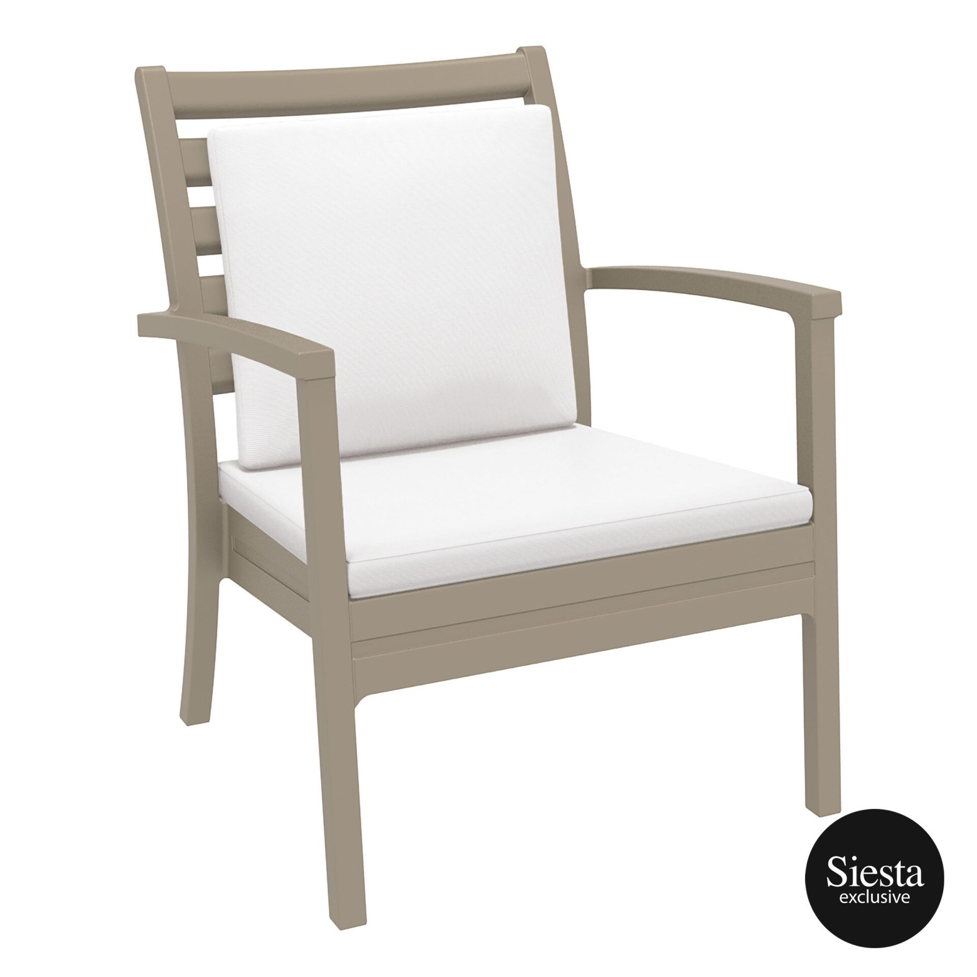 Artemis XL Armchair - Taupe with White Seat and Back Cushion