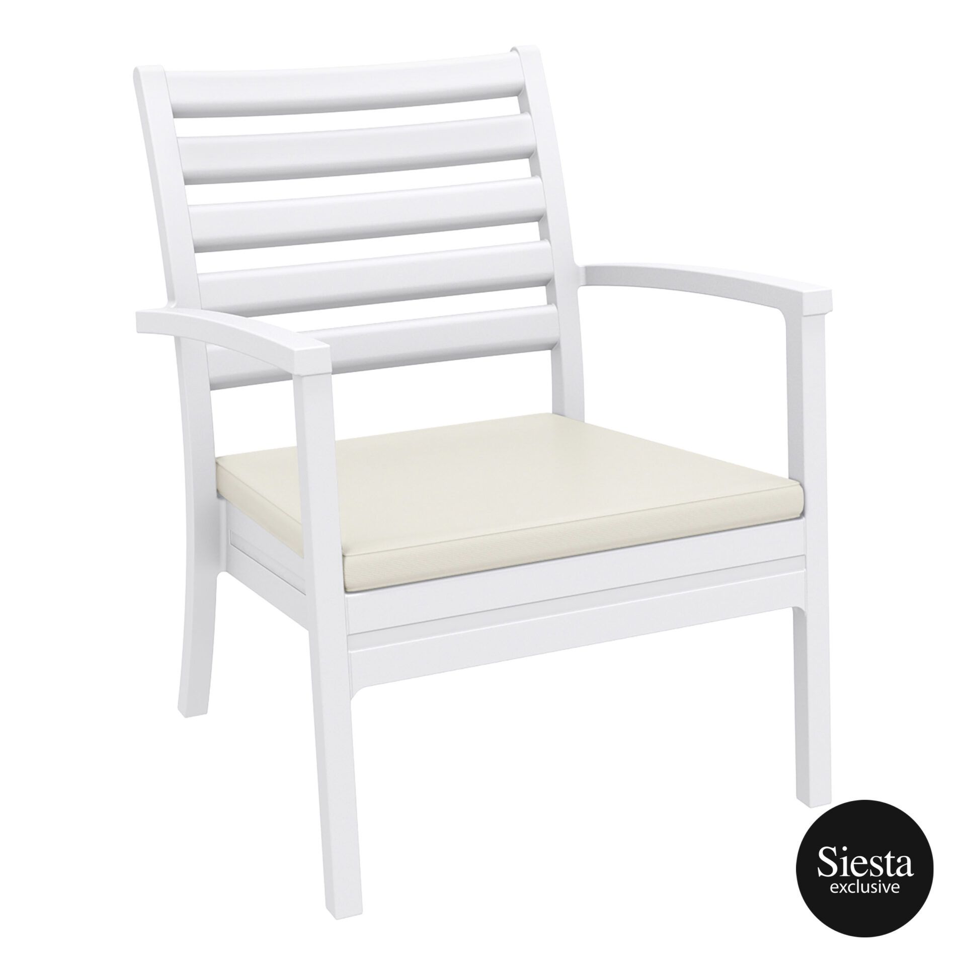 Artemis XL Armchair - White with Beige Seat Cushion