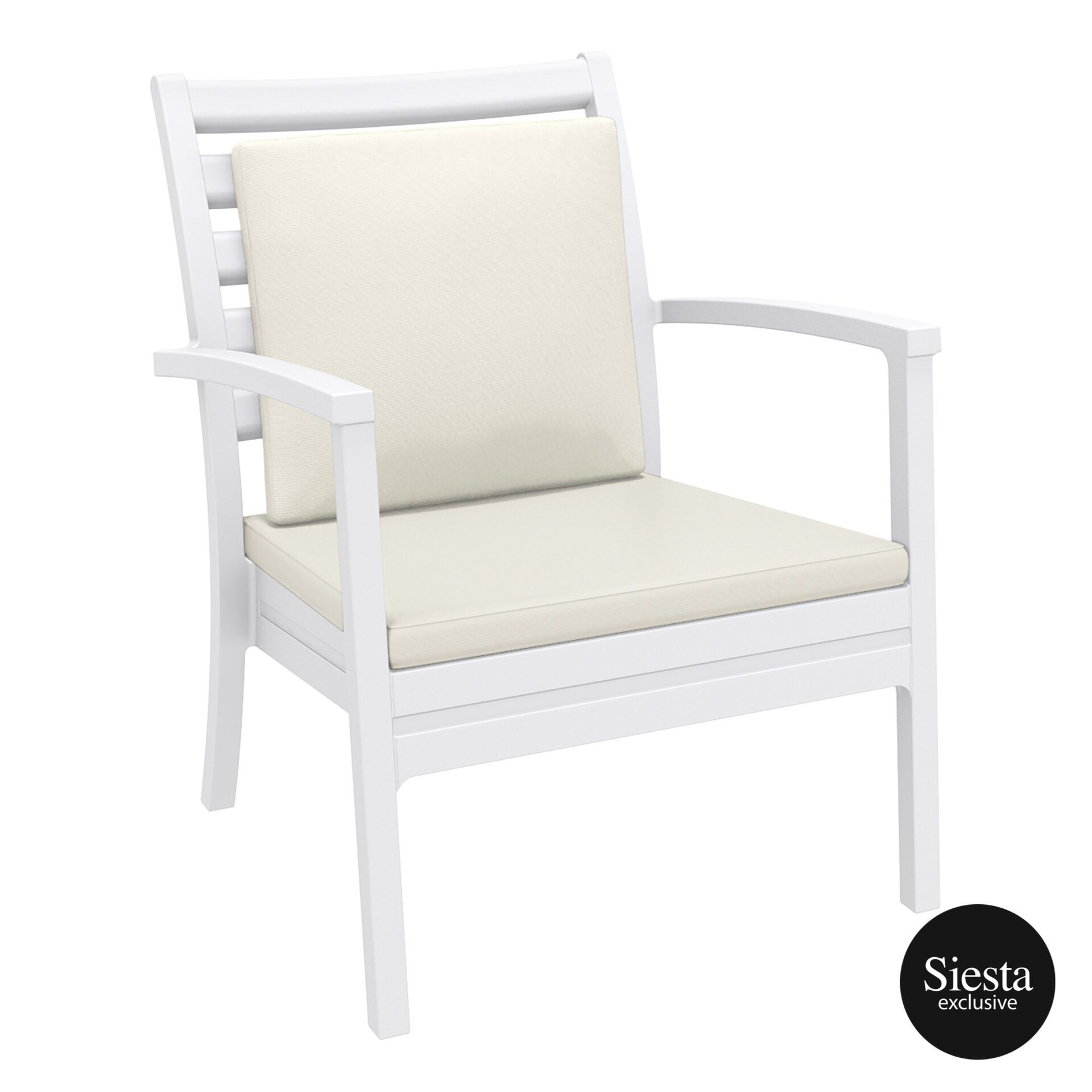 Artemis XL Armchair - White with Beige Seat and Back Cushion