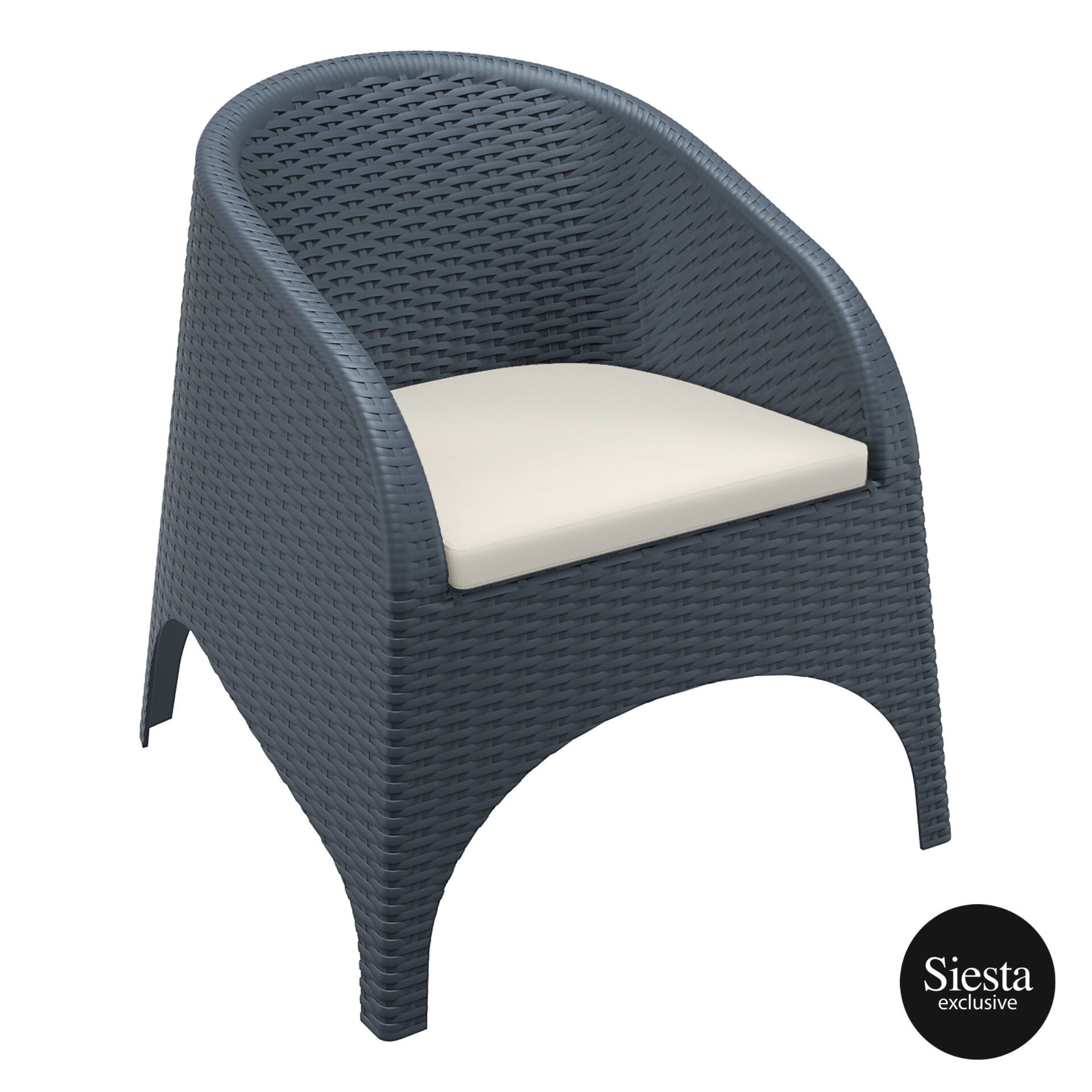 Aruba Armchair - Anthracite with Beige Cushion