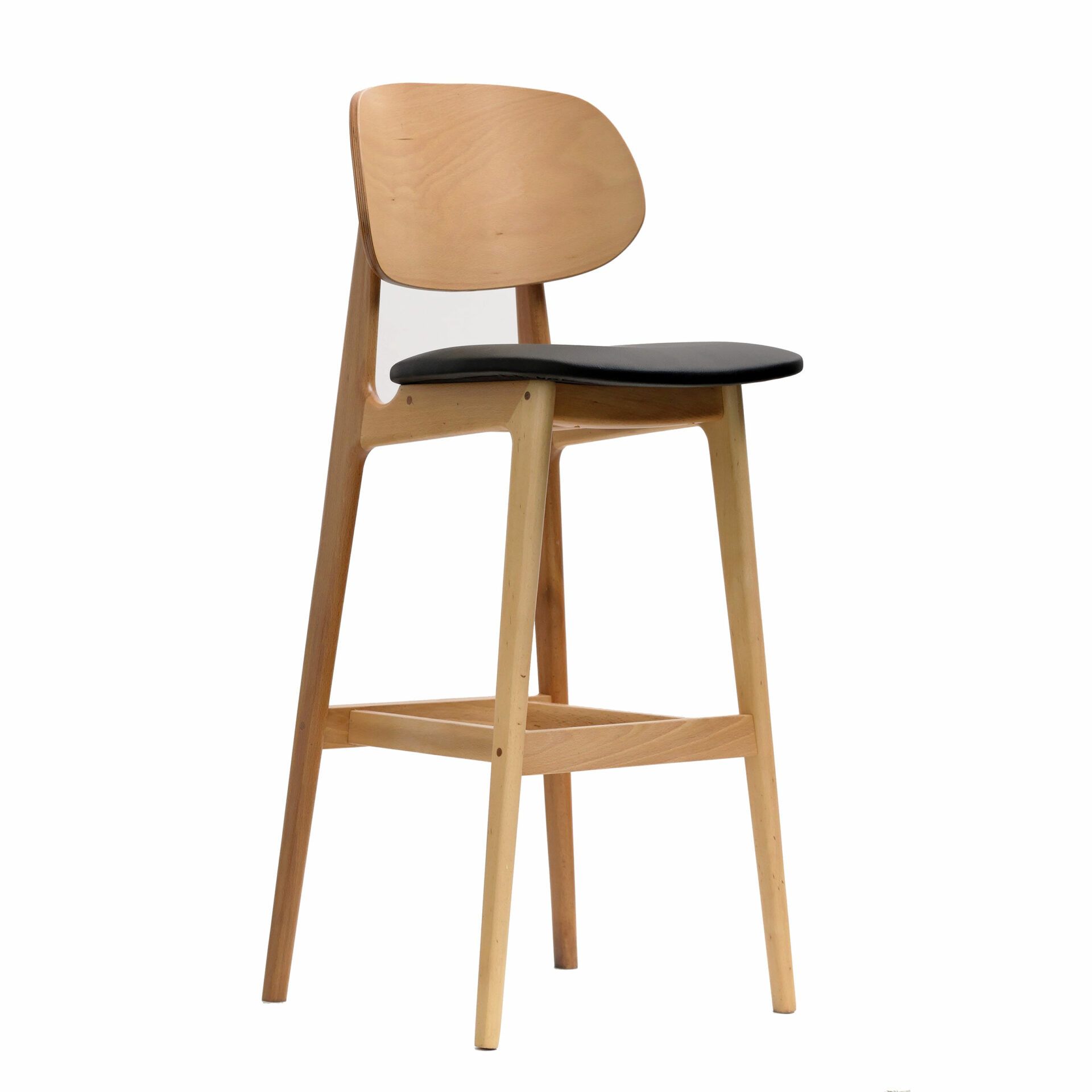 Ban Barstool - Black Dolaro Vinyl Seat - Trojan Oak Frame