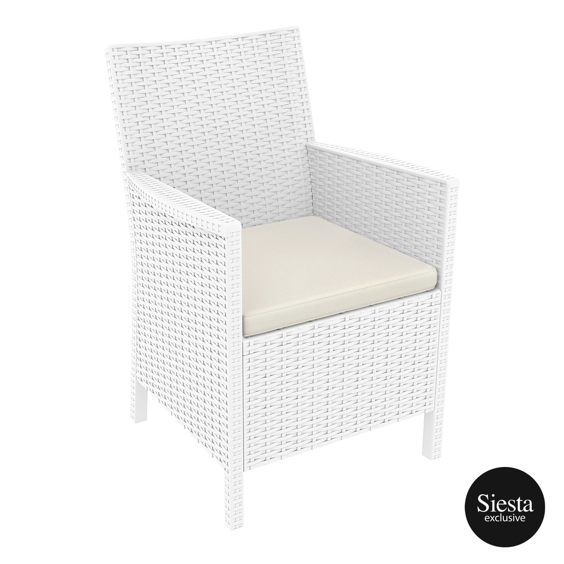 California Armchair - White with Beige Cushion