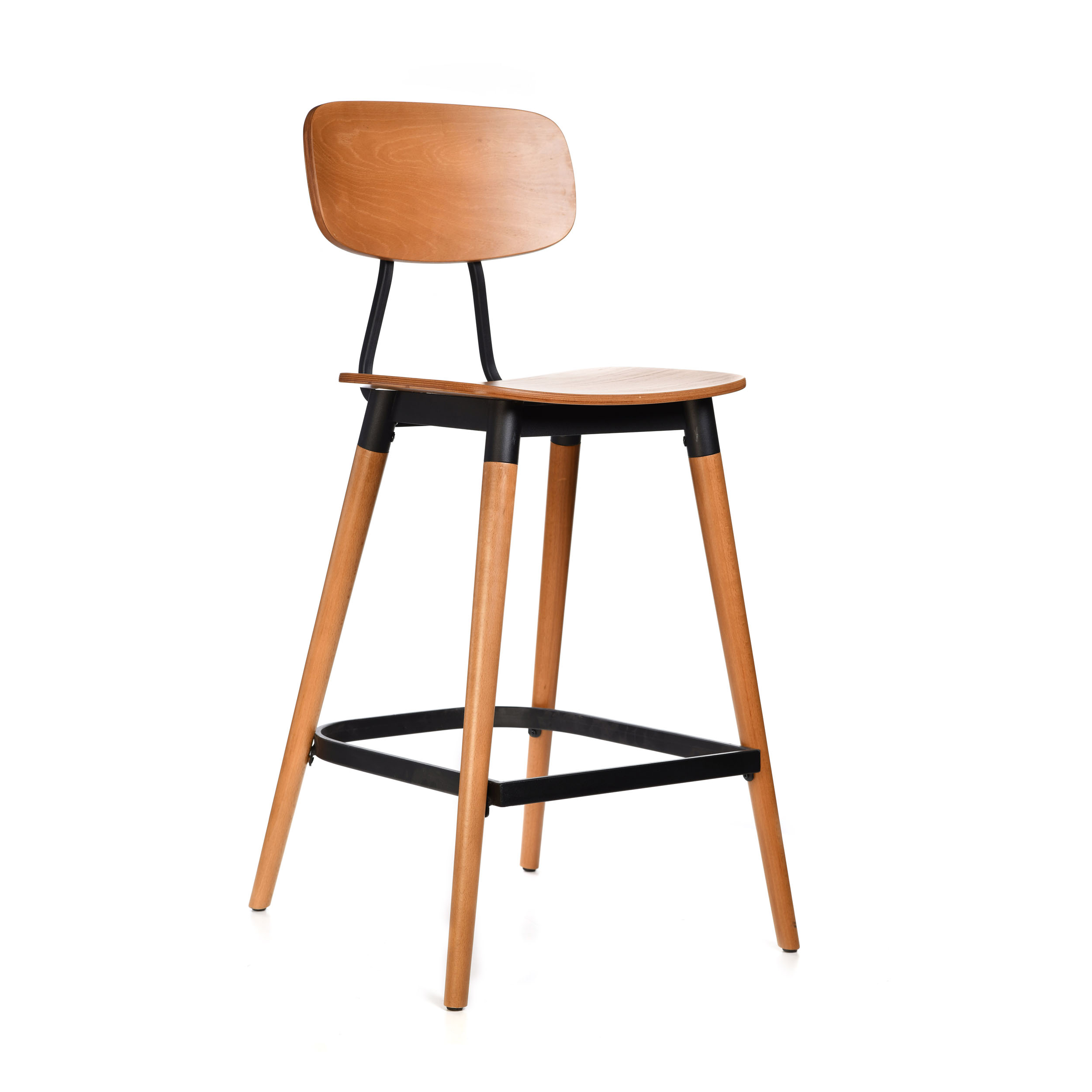 Felix Barstool - Ply Seat - Lancaster Oak - Black Frame