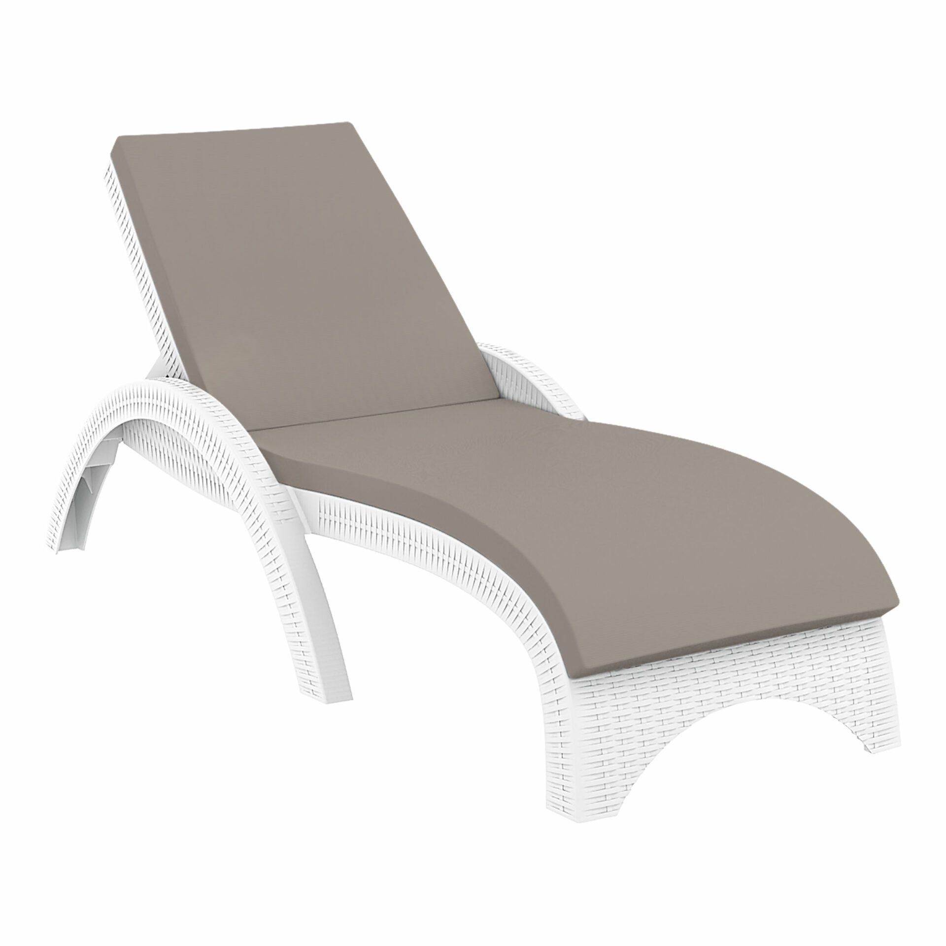 Fiji Sunlounger - White with Light Brown etisilk Cushion