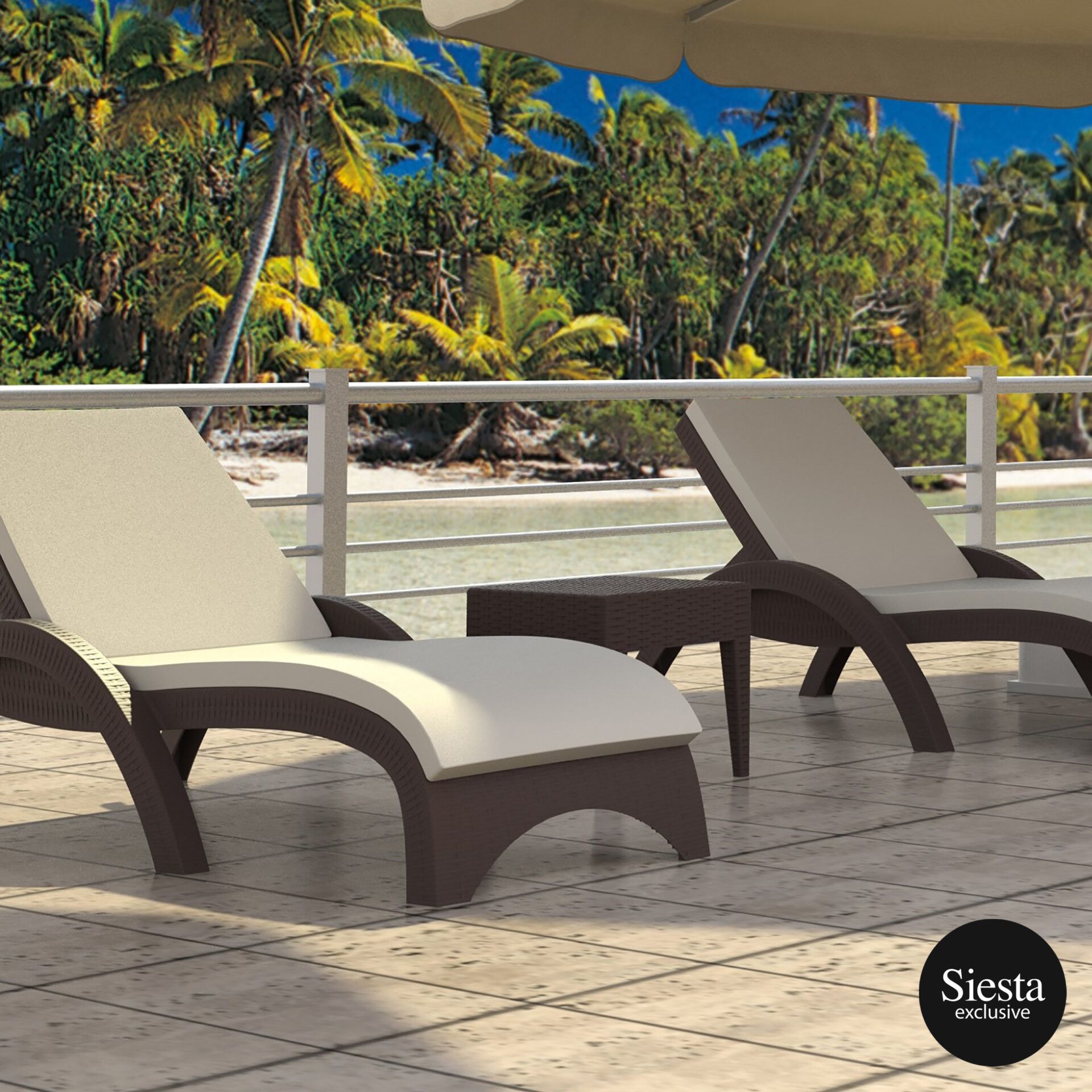 Fiji Sunlounger/Tequila Side Table 3 Pc Package - Anthracite With Beige Cushion