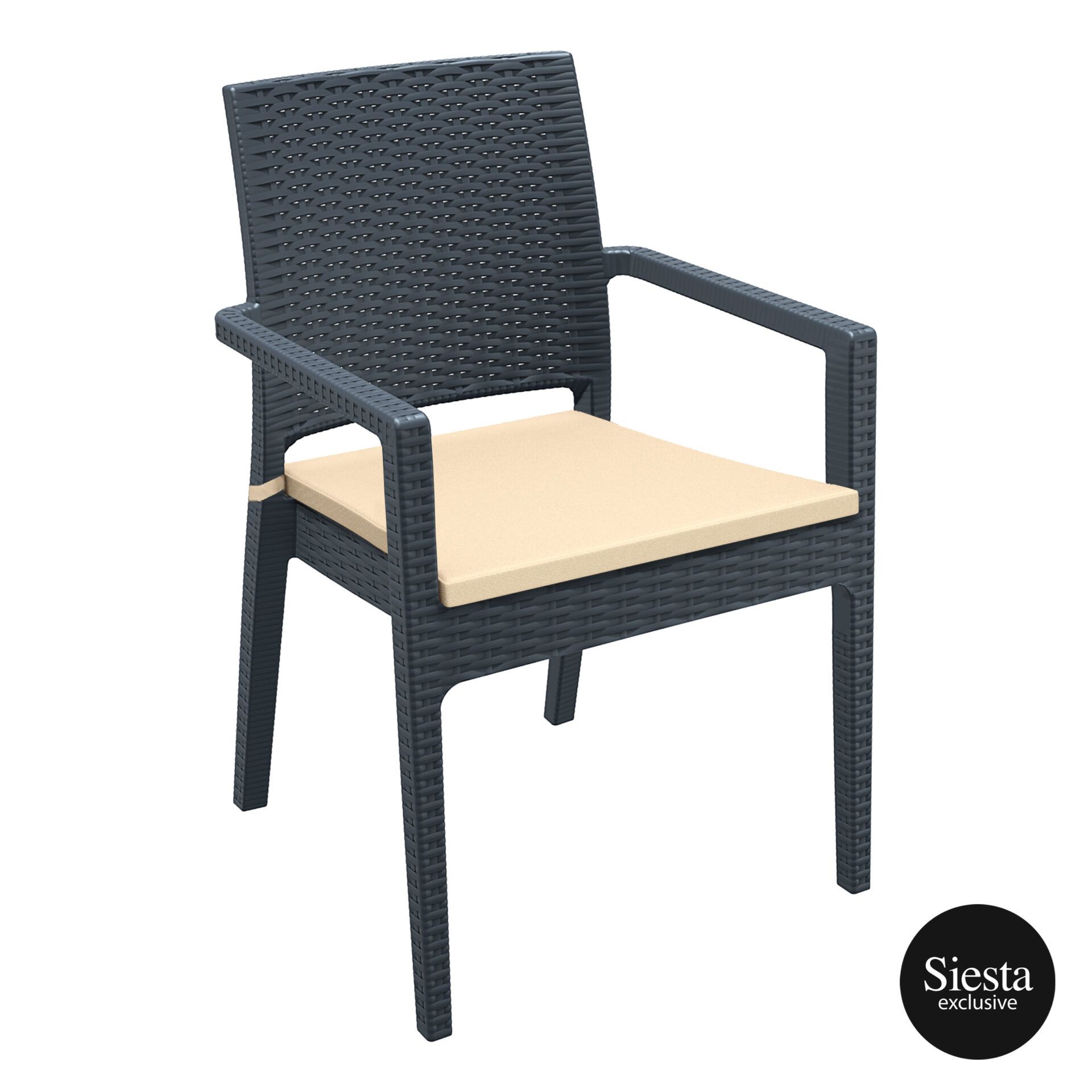 Ibiza Armchair - Anthracite with Beige Cushion