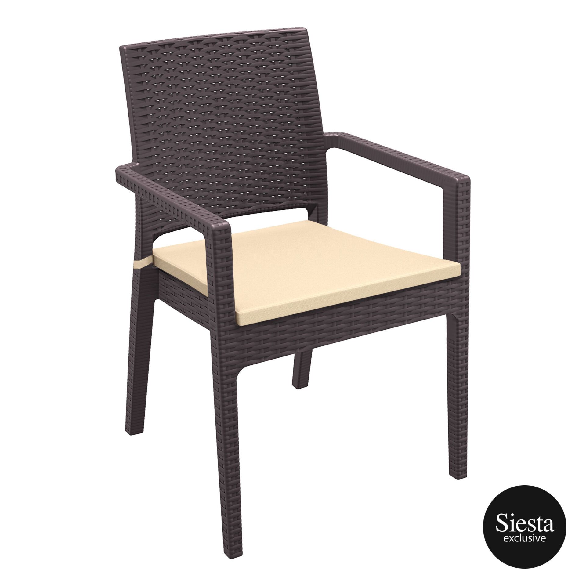 Ibiza Armchair - Chocolate with Beige Cushion