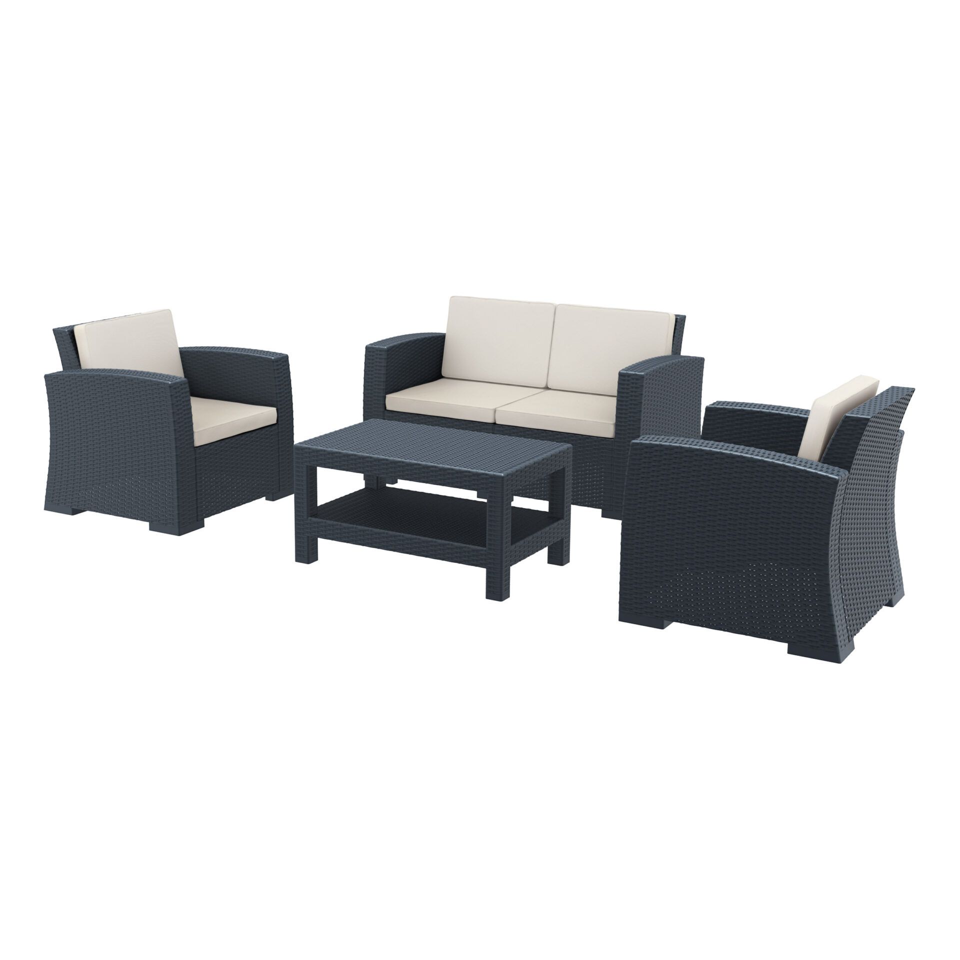 Monaco Lounge Set - Anthracite with cushions