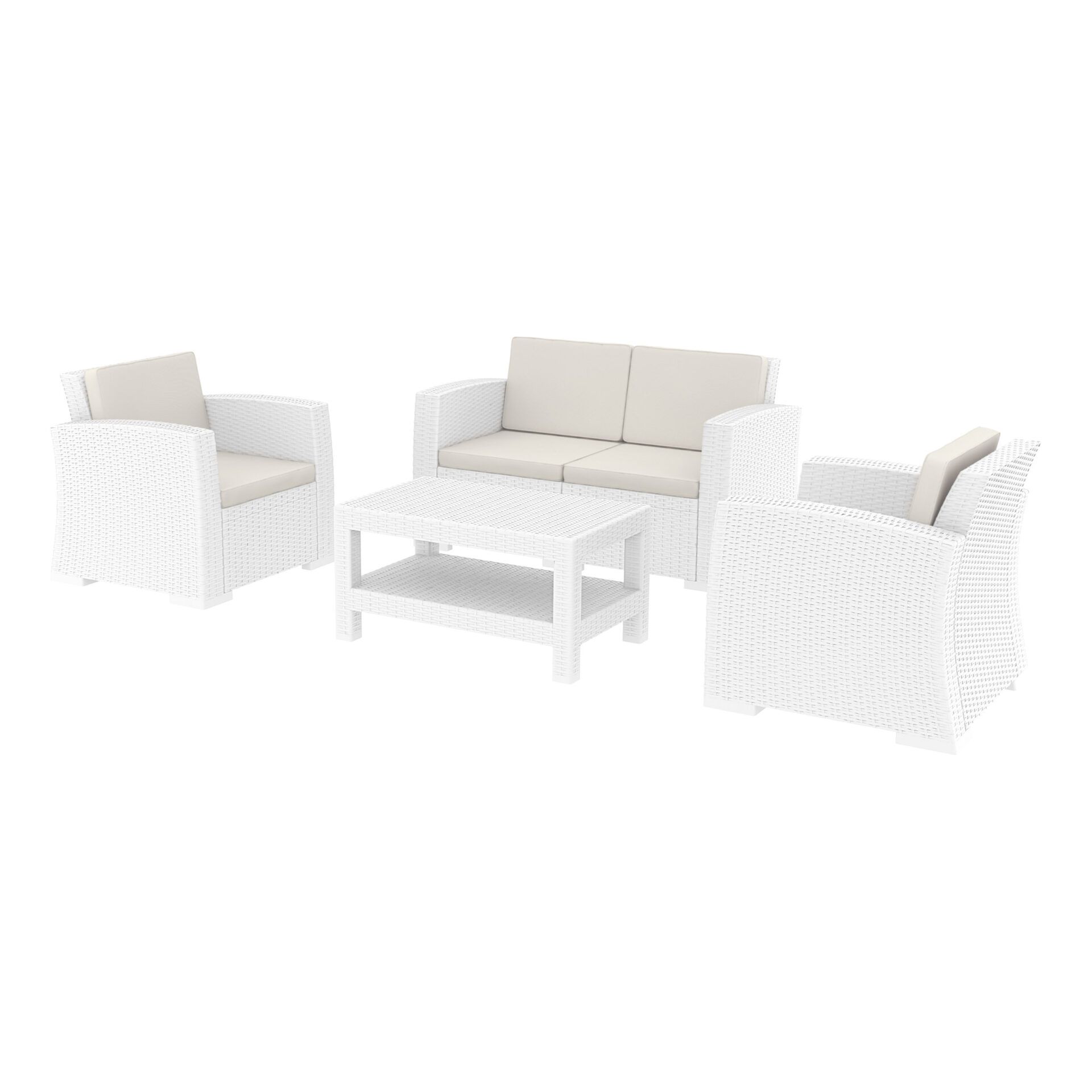 Monaco Lounge Set - White with cushions
