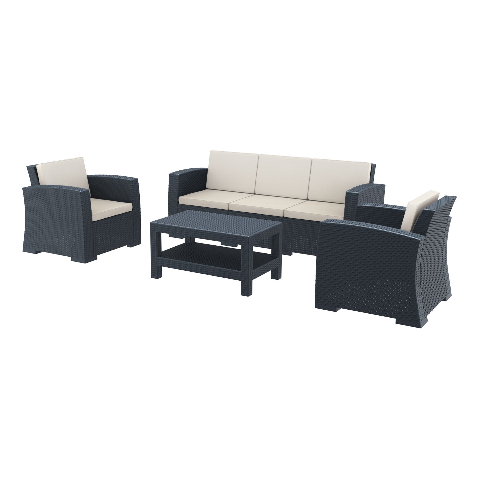 Monaco Lounge Set XL - Anthracite with cushions