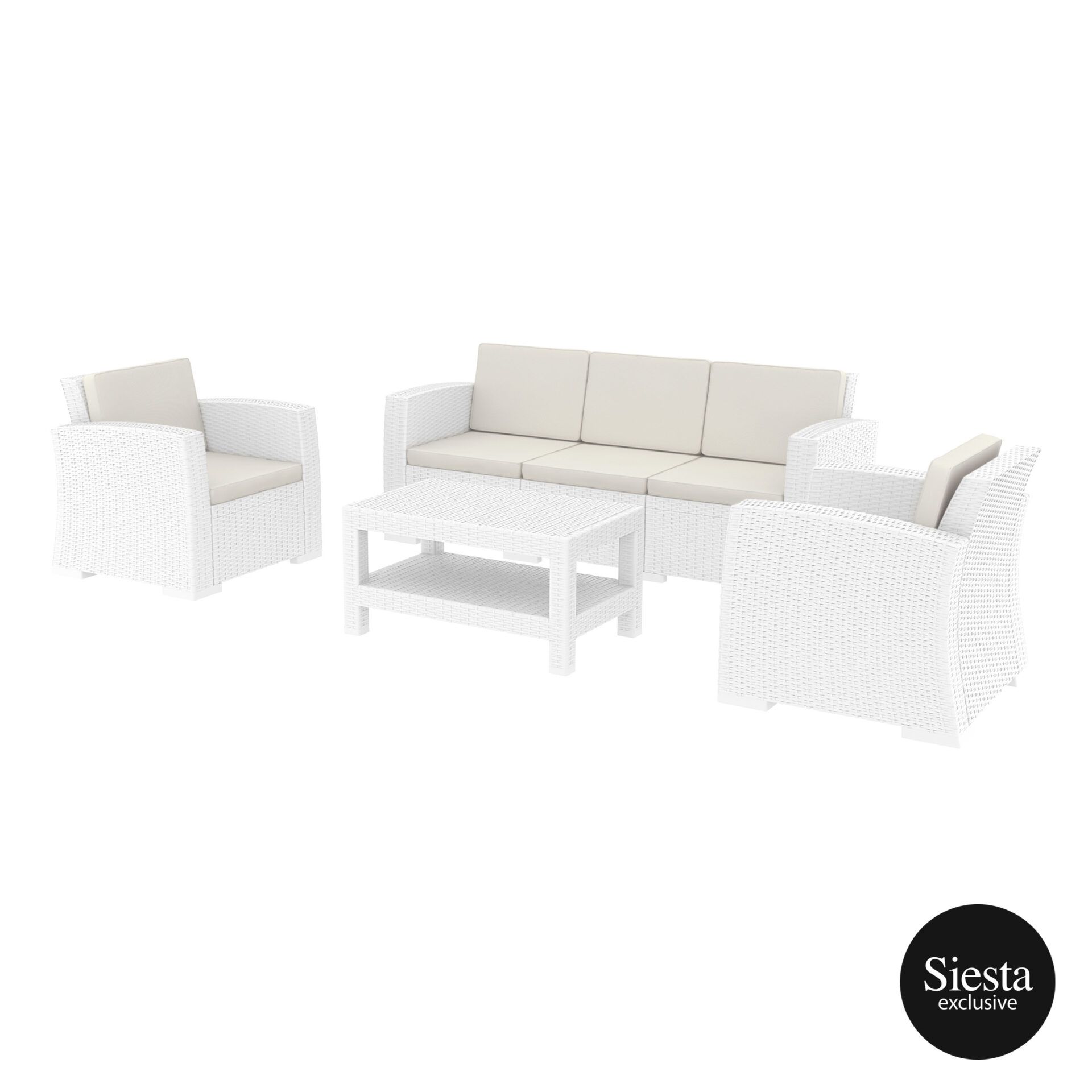 Monaco Lounge Set XL - White - No cushions