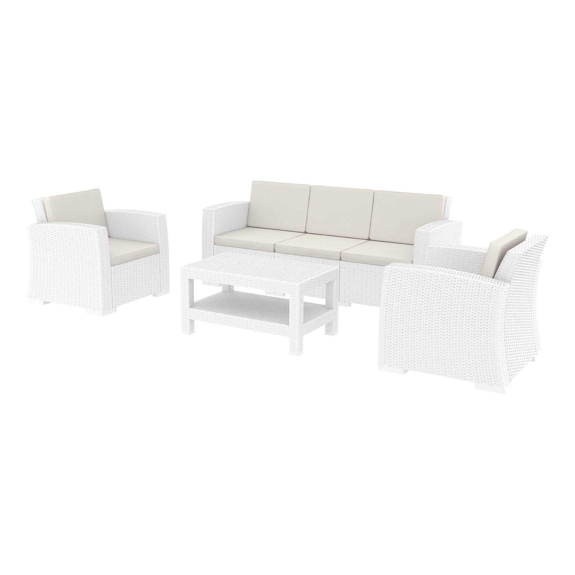 Monaco Lounge Set XL - White with cushions