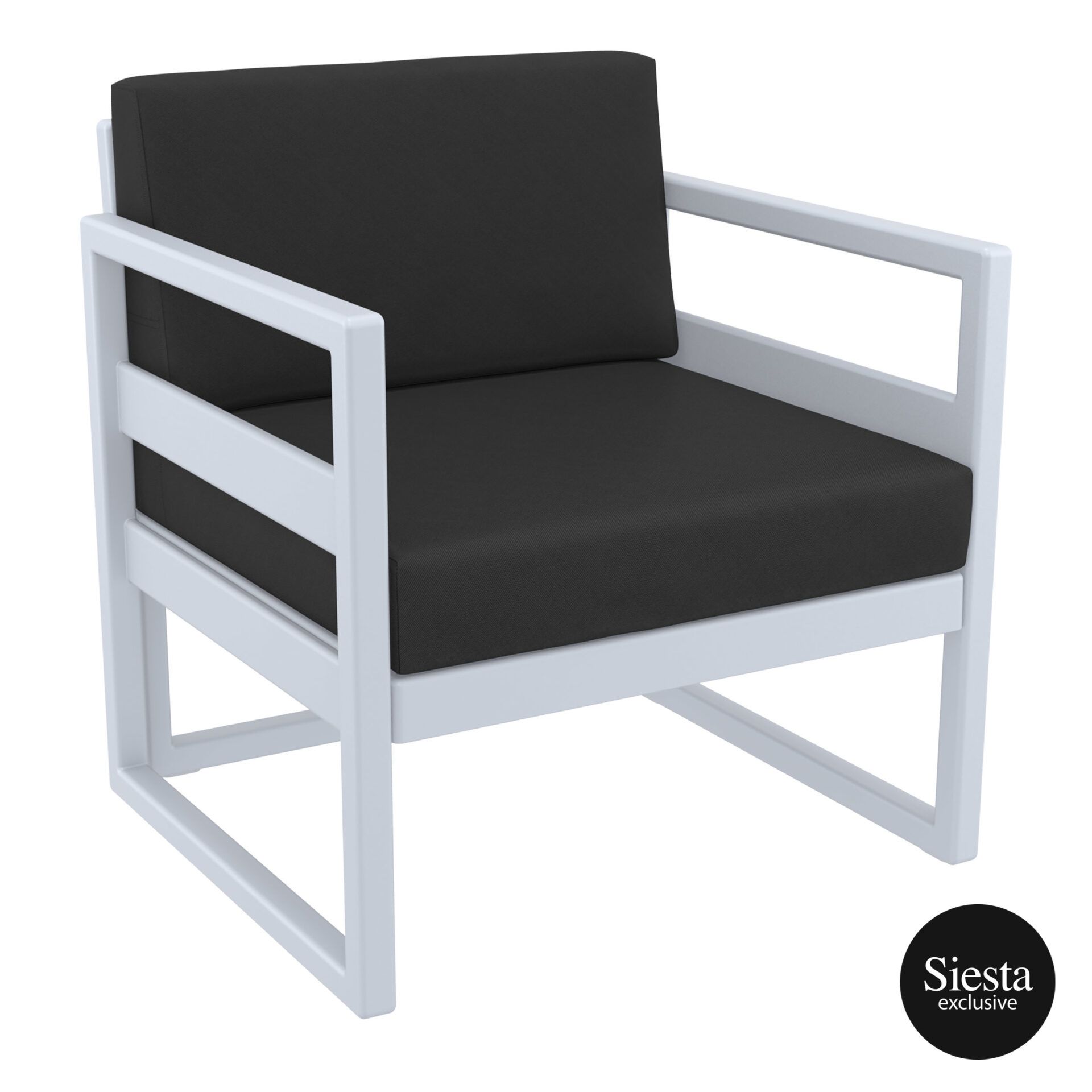 Mykonos Lounge Armchair - Silver Grey with Black Cushions