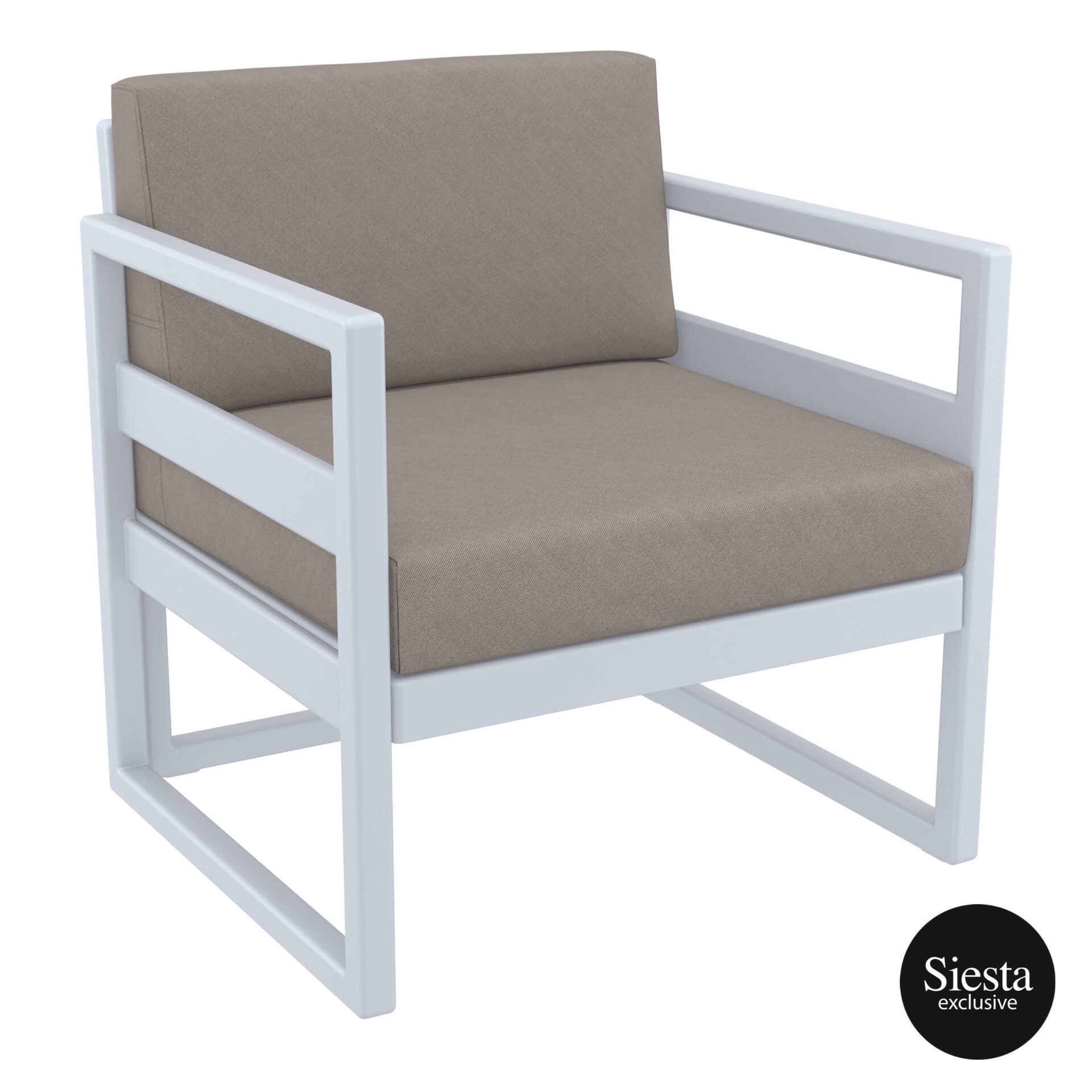 Mykonos Lounge Armchair - Silver Grey with Light Brown Cushions