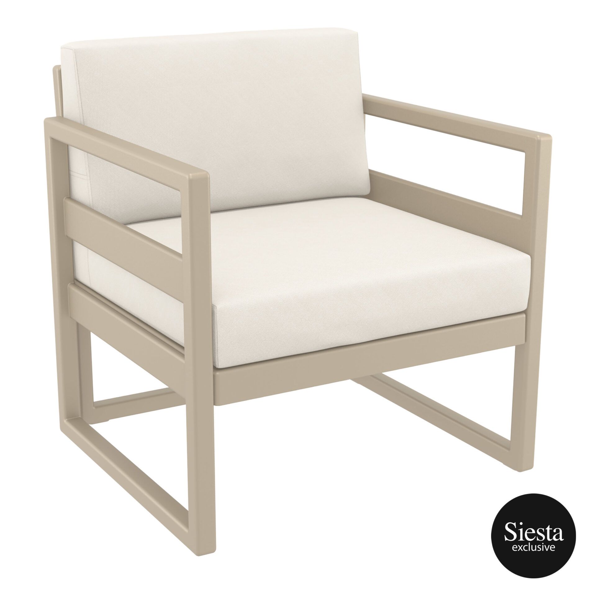 Mykonos Lounge Armchair - Taupe with Light Brown Cushions