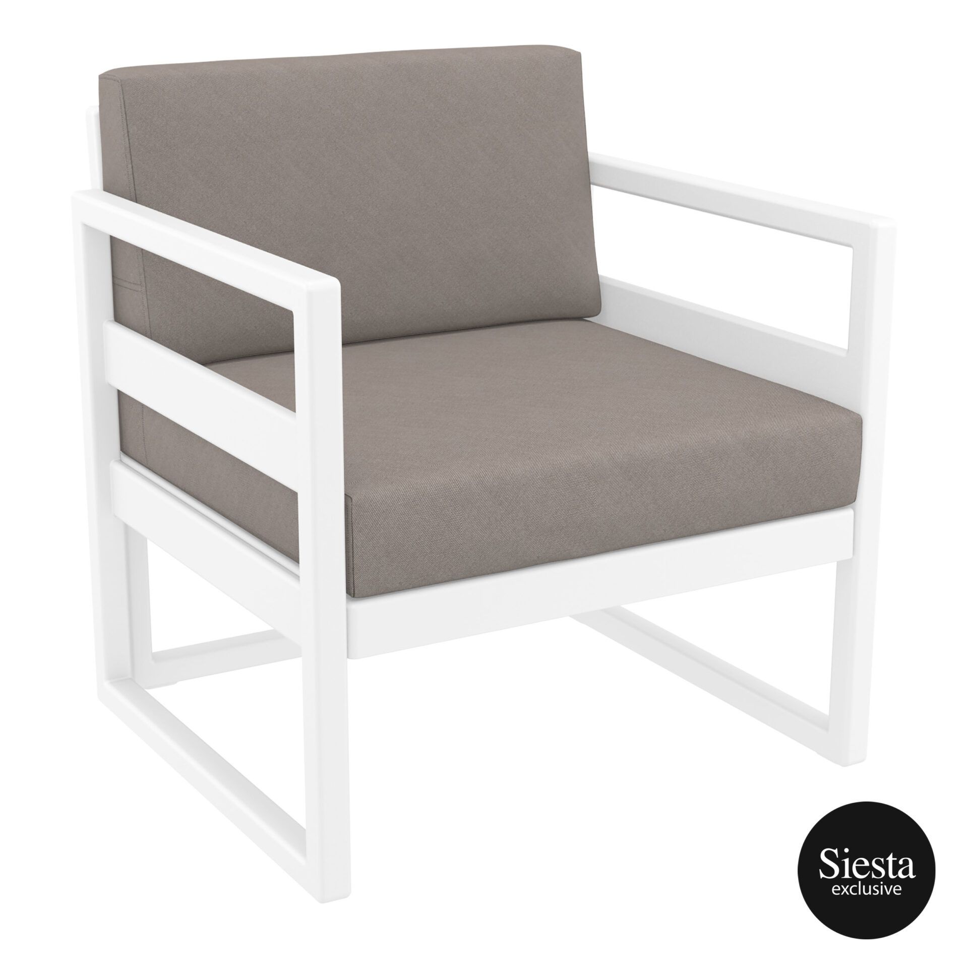 Mykonos Lounge Armchair - White with Light Brown Cushions