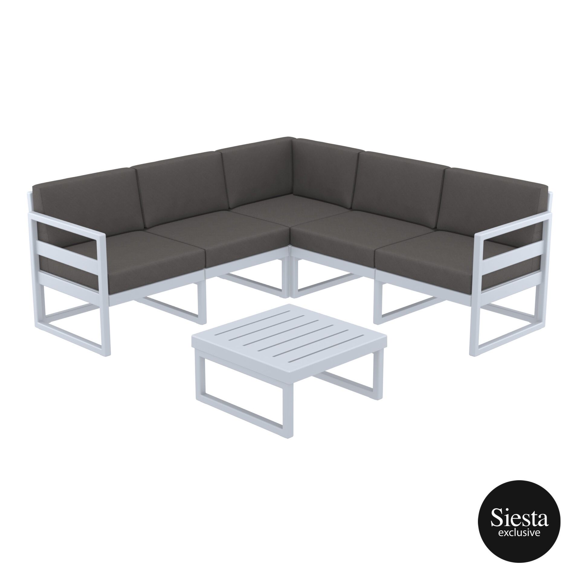 Mykonos Lounge Corner Set - Silver Grey with Dark Grey Cushions
