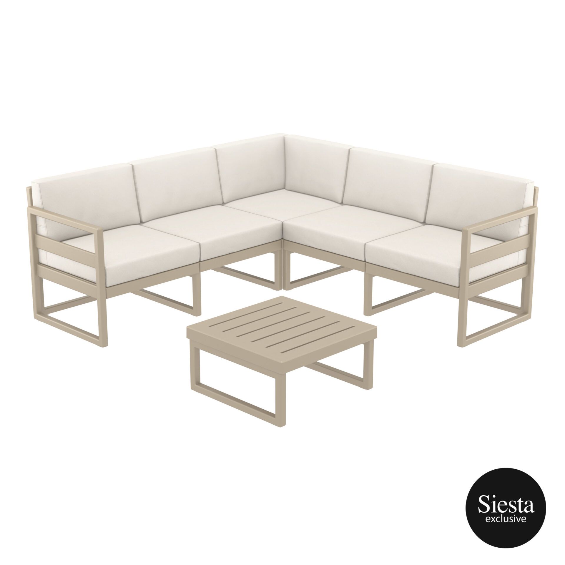 Mykonos Lounge Corner Set - Taupe with Beige Cushions