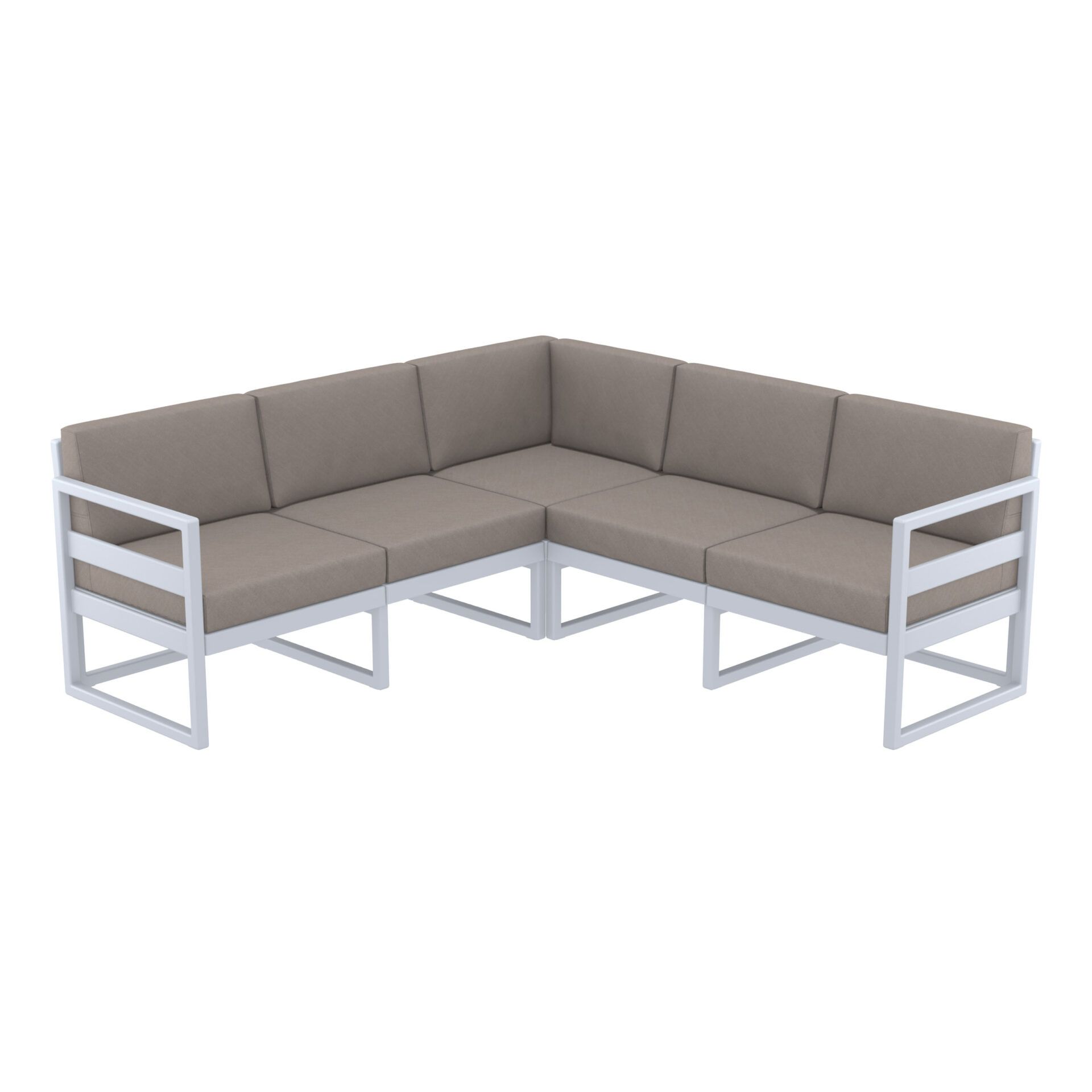 Mykonos Lounge Corner - Silver Grey with Brown Cushions