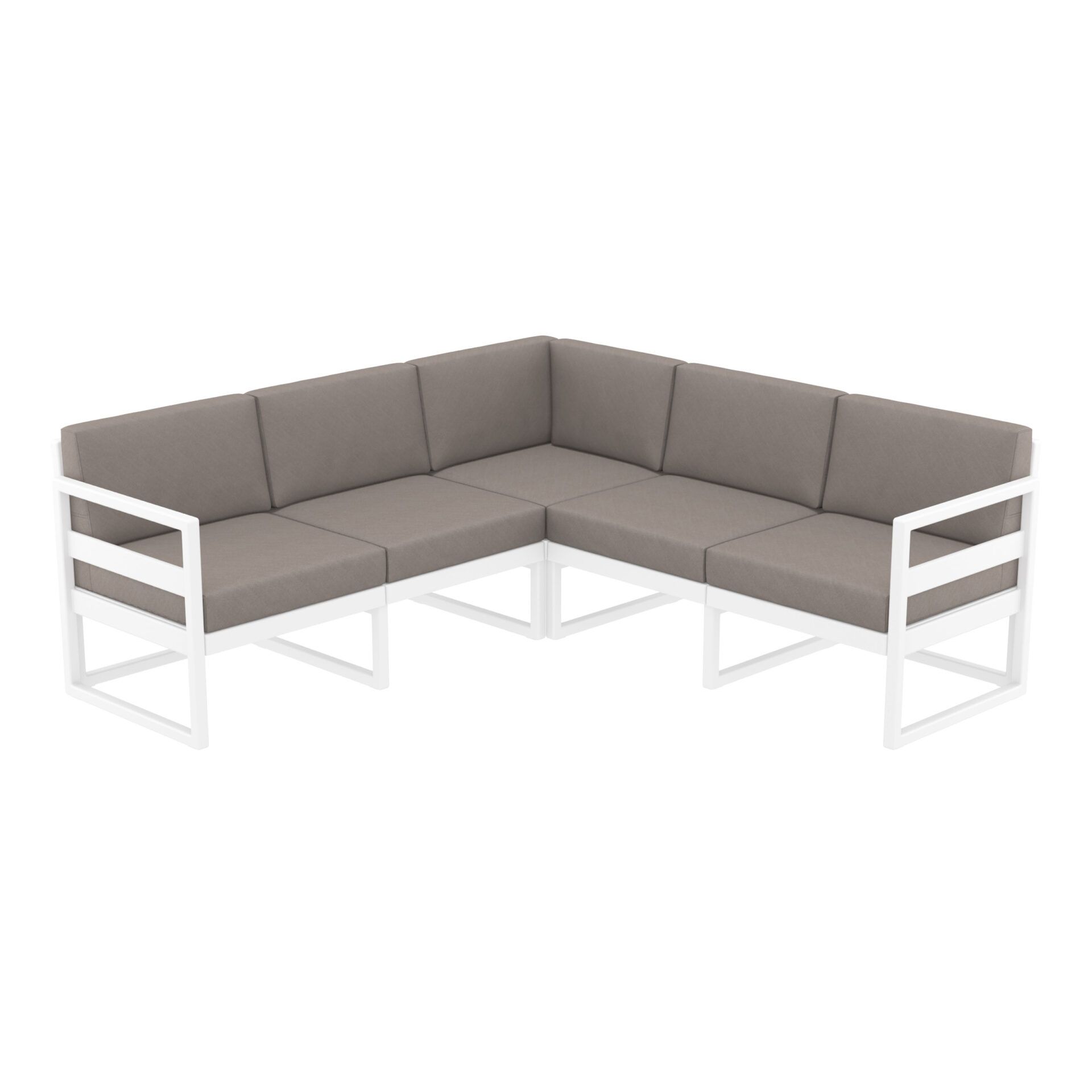 Mykonos Lounge Corner - White with Brown Cushions