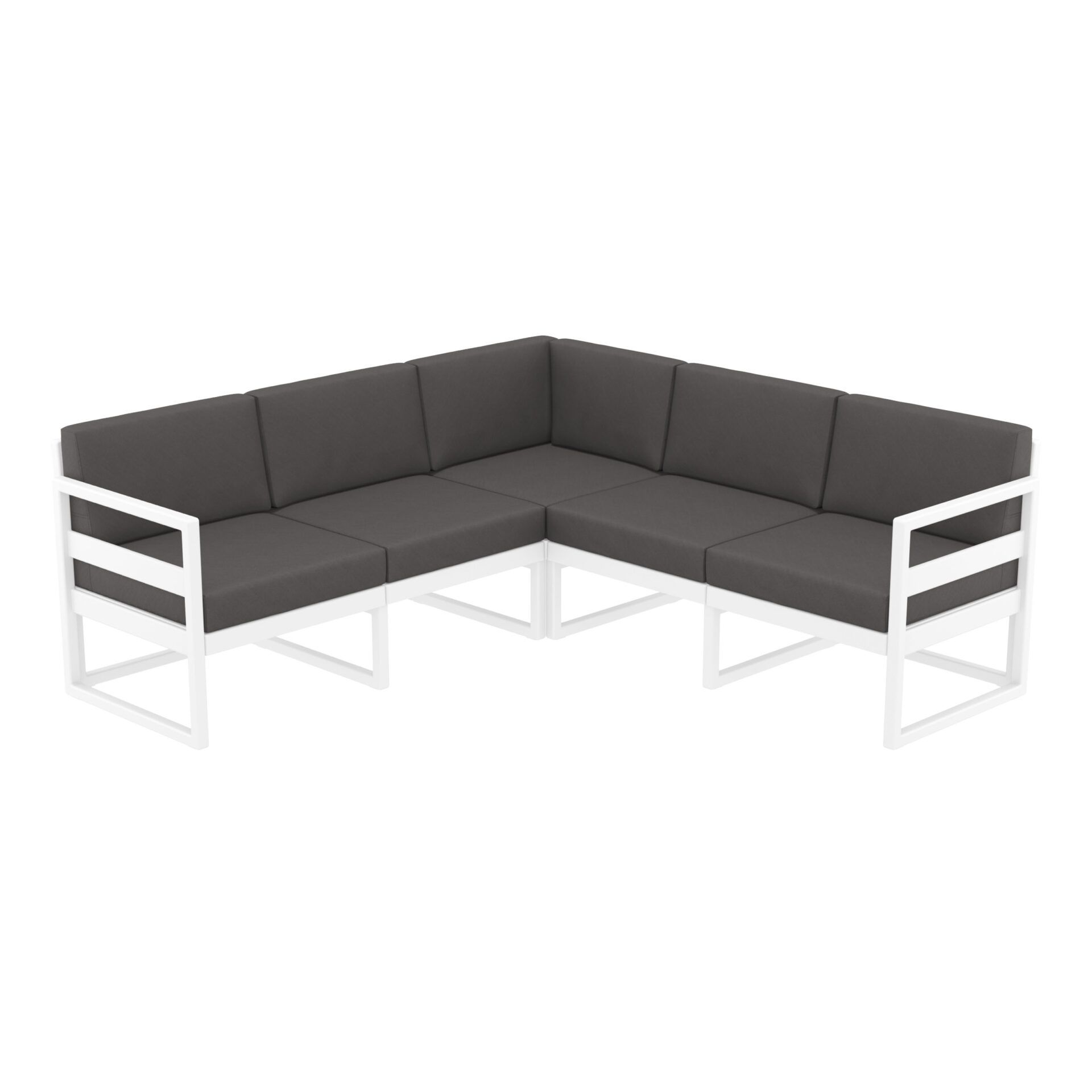 Mykonos Lounge Corner - White with Dark Grey Cushions