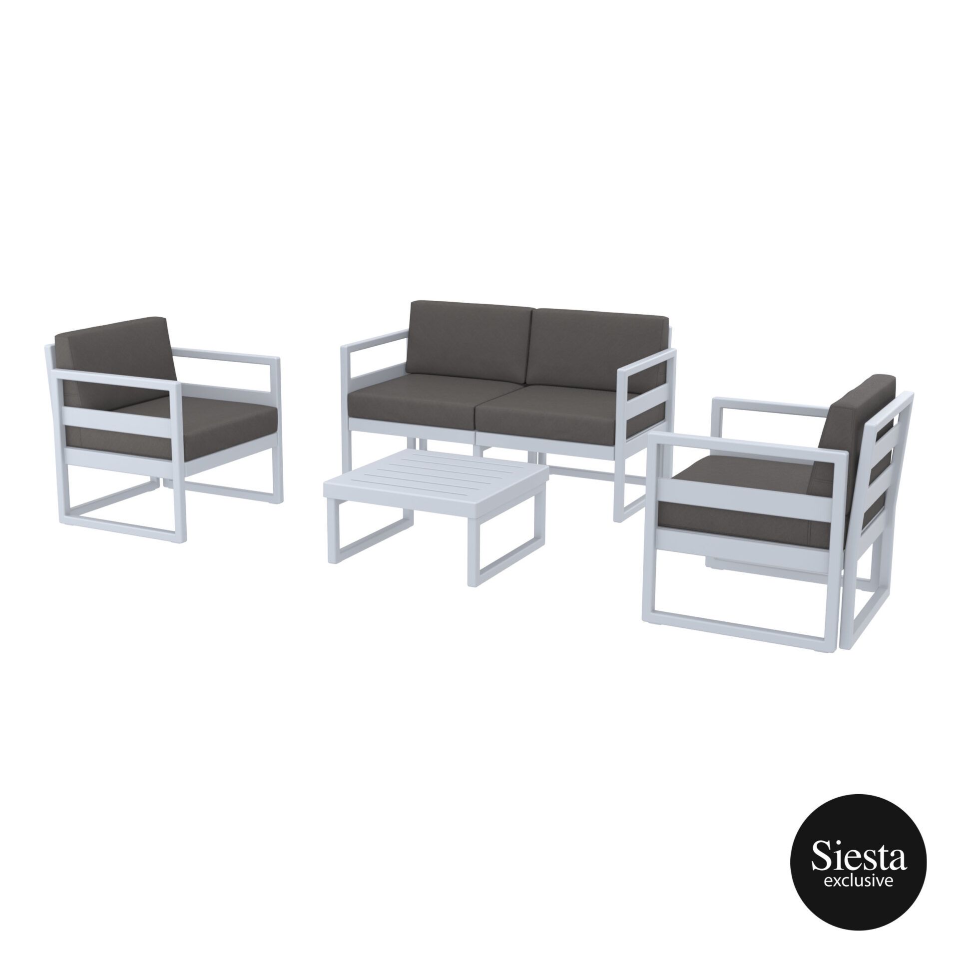 Mykonos Lounge Set - Silver Grey with Dark Grey Cushions