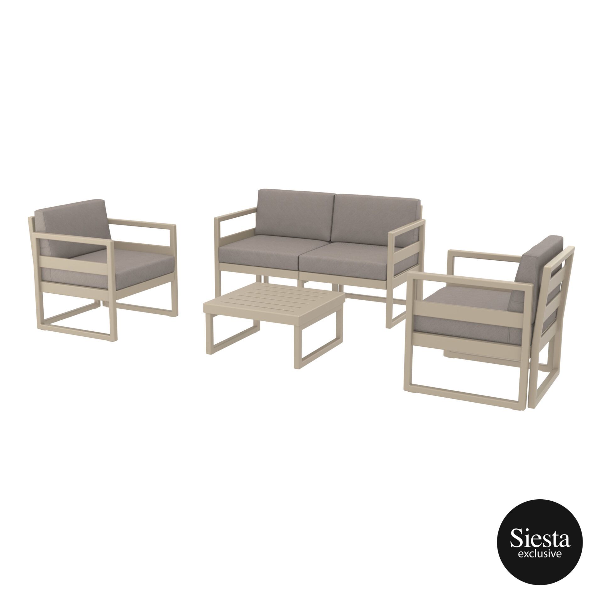 Mykonos Lounge Set - Taupe with Brown Cushions