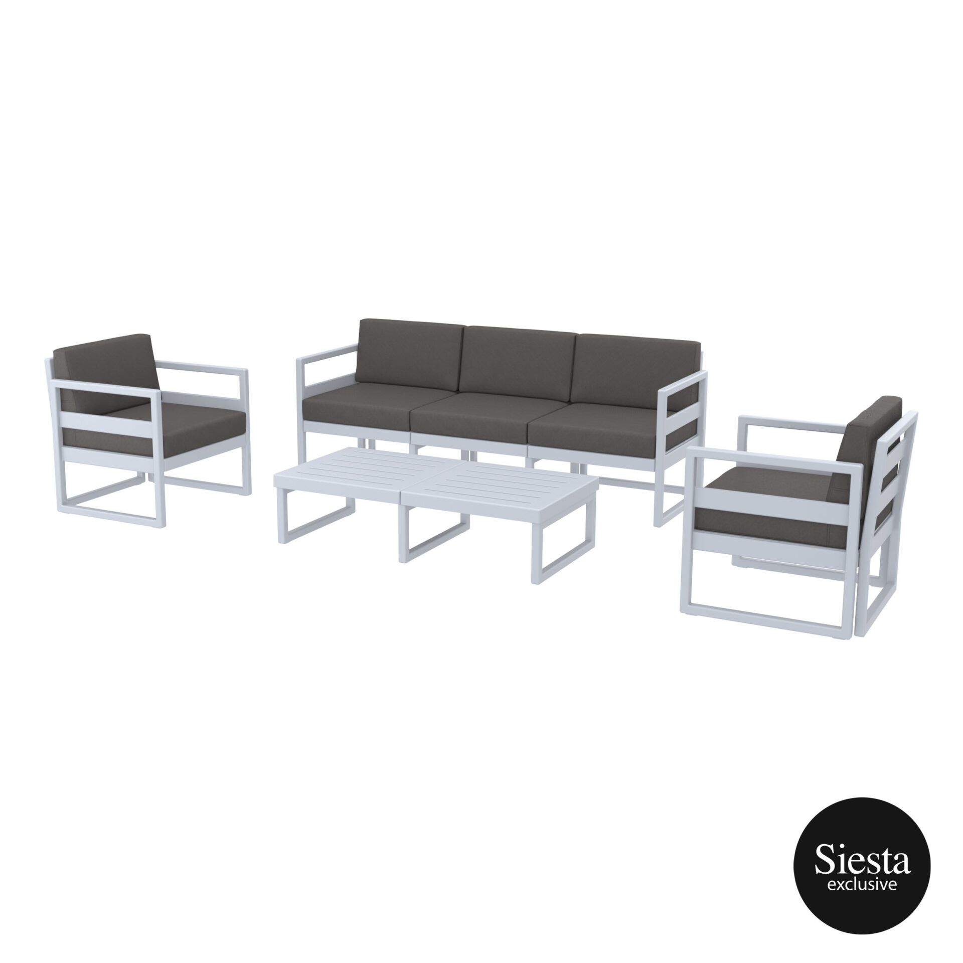 Mykonos Lounge Set XL - Silver Grey with Dark Grey Cushions