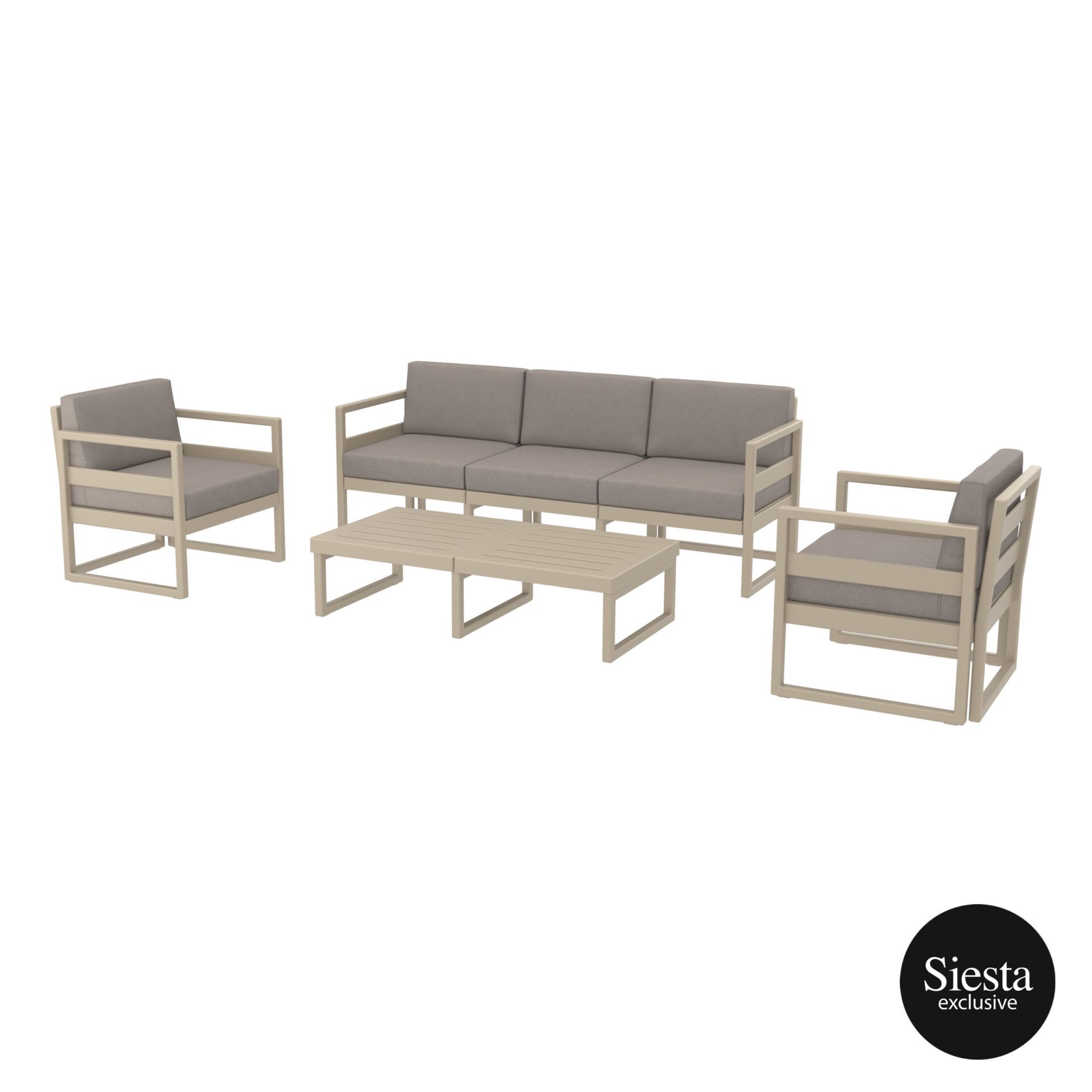 Mykonos Lounge Set XL - Taupe with Brown Cushions