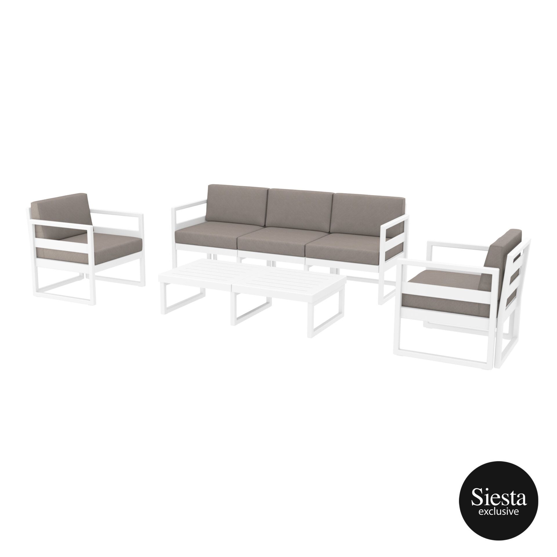 Mykonos Lounge Set XL - White with Brown Cushions