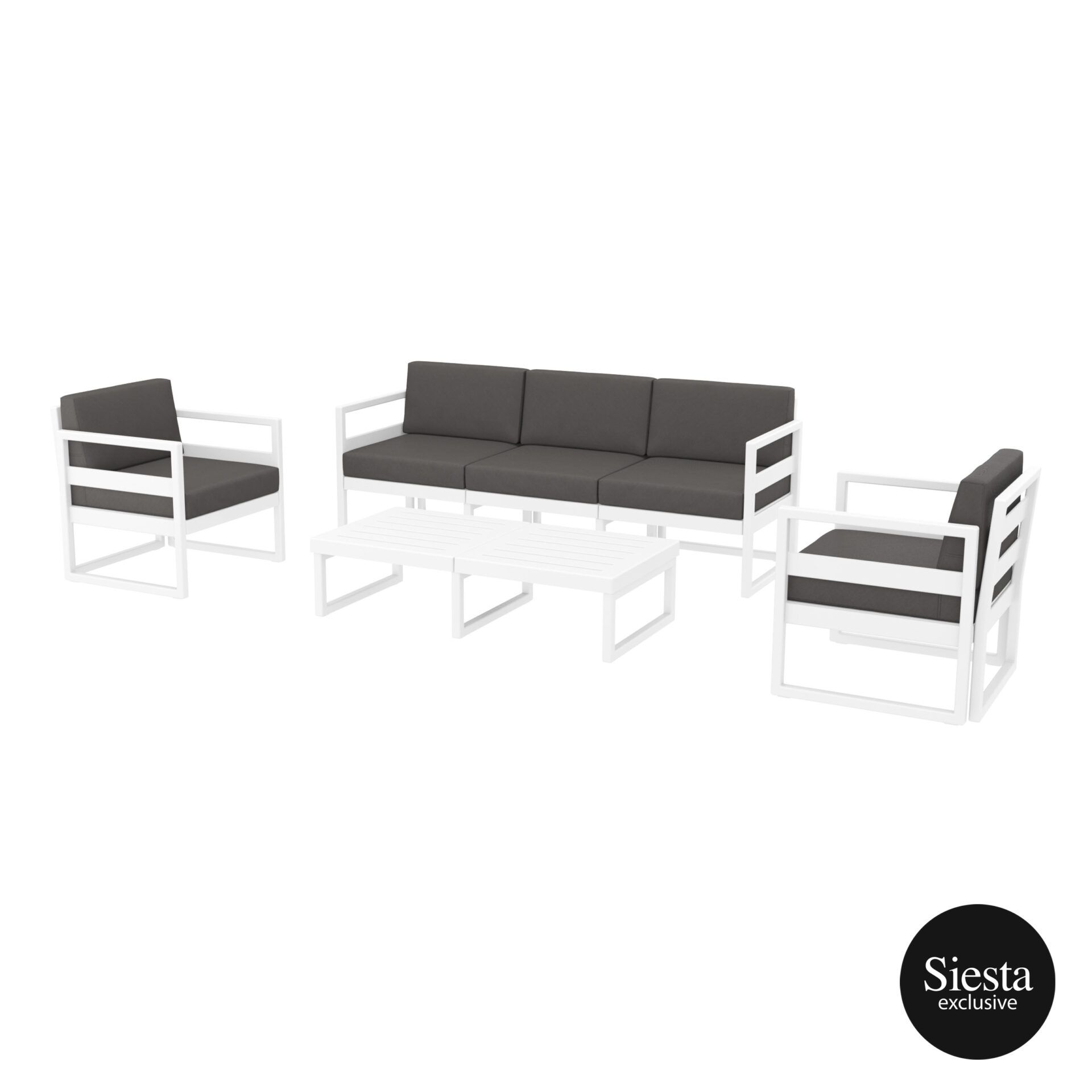 Mykonos Lounge Set XL - White with Dark Grey Cushions