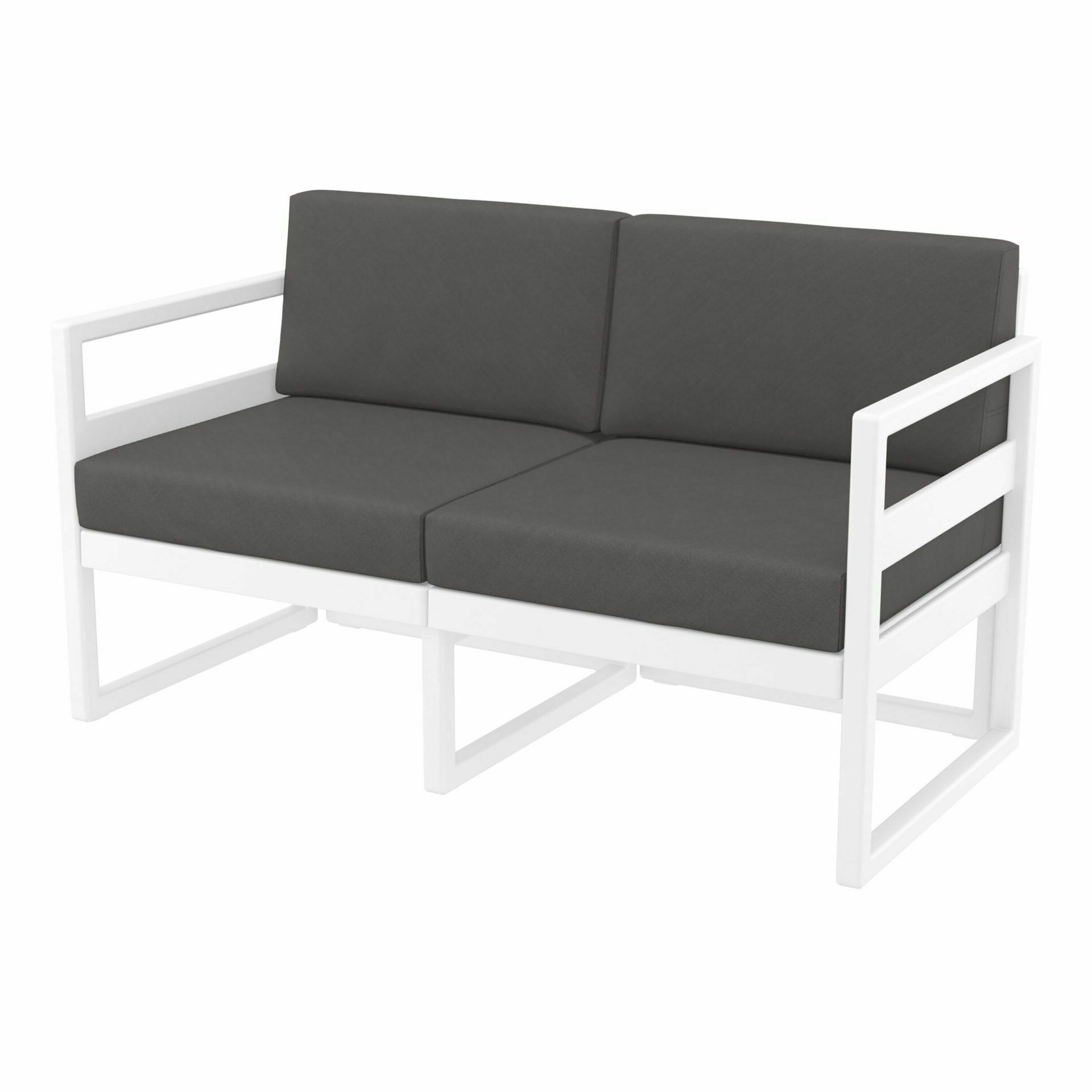 Mykonos Lounge Sofa - White with Dark Grey Cushions