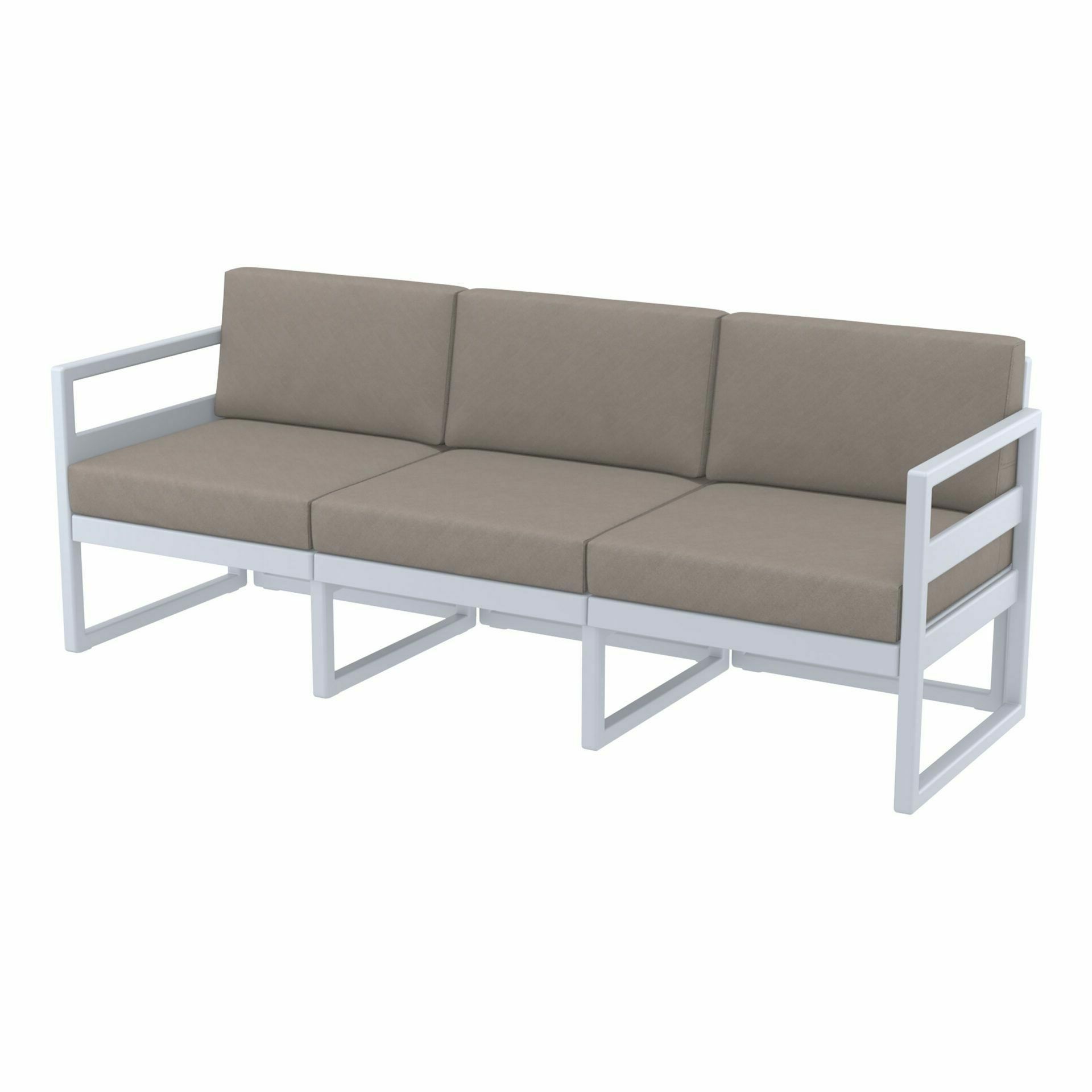 Mykonos Lounge Sofa XL - Silver Grey with Light Brown Cushions
