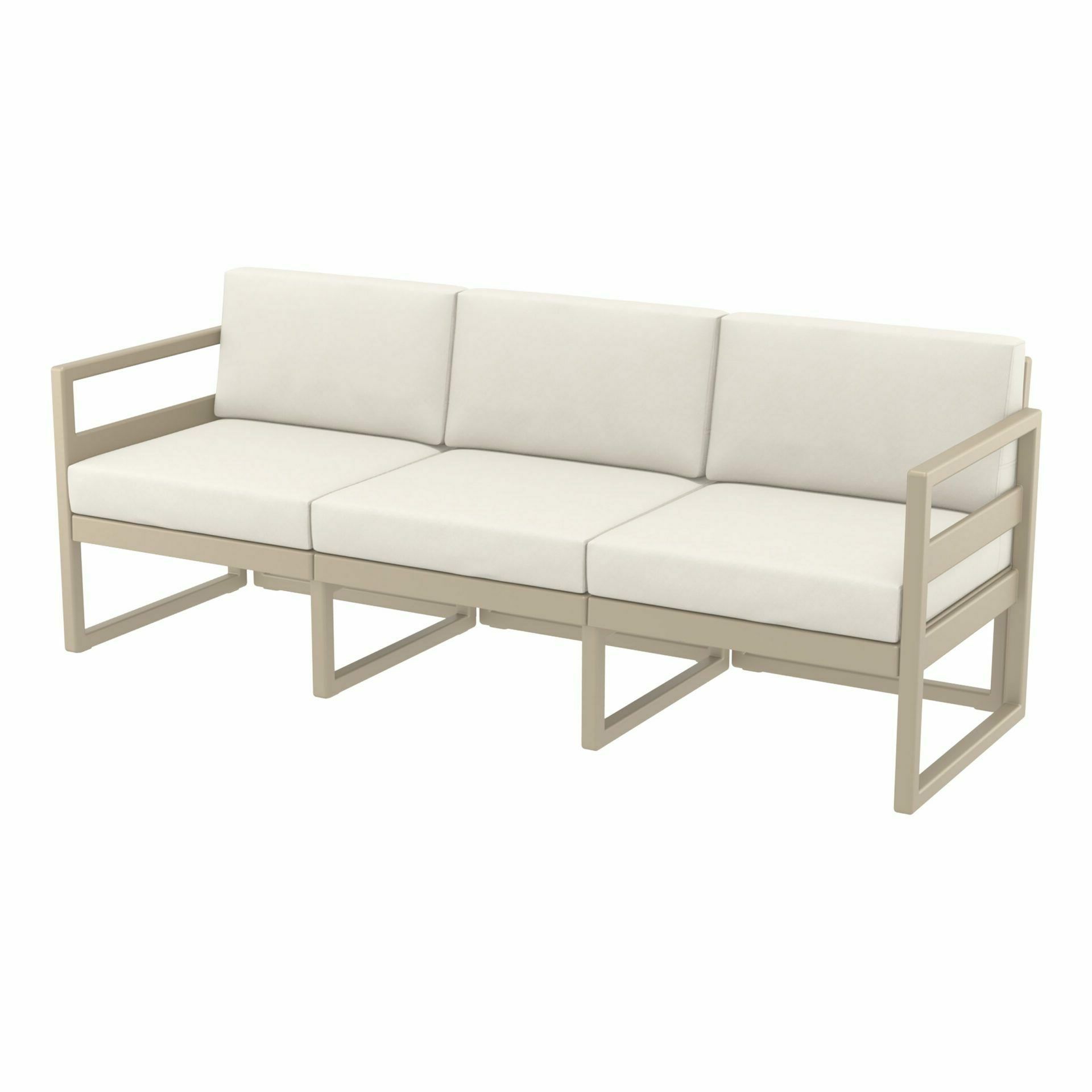 Mykonos Lounge Sofa XL - Taupe with Beige Cushions