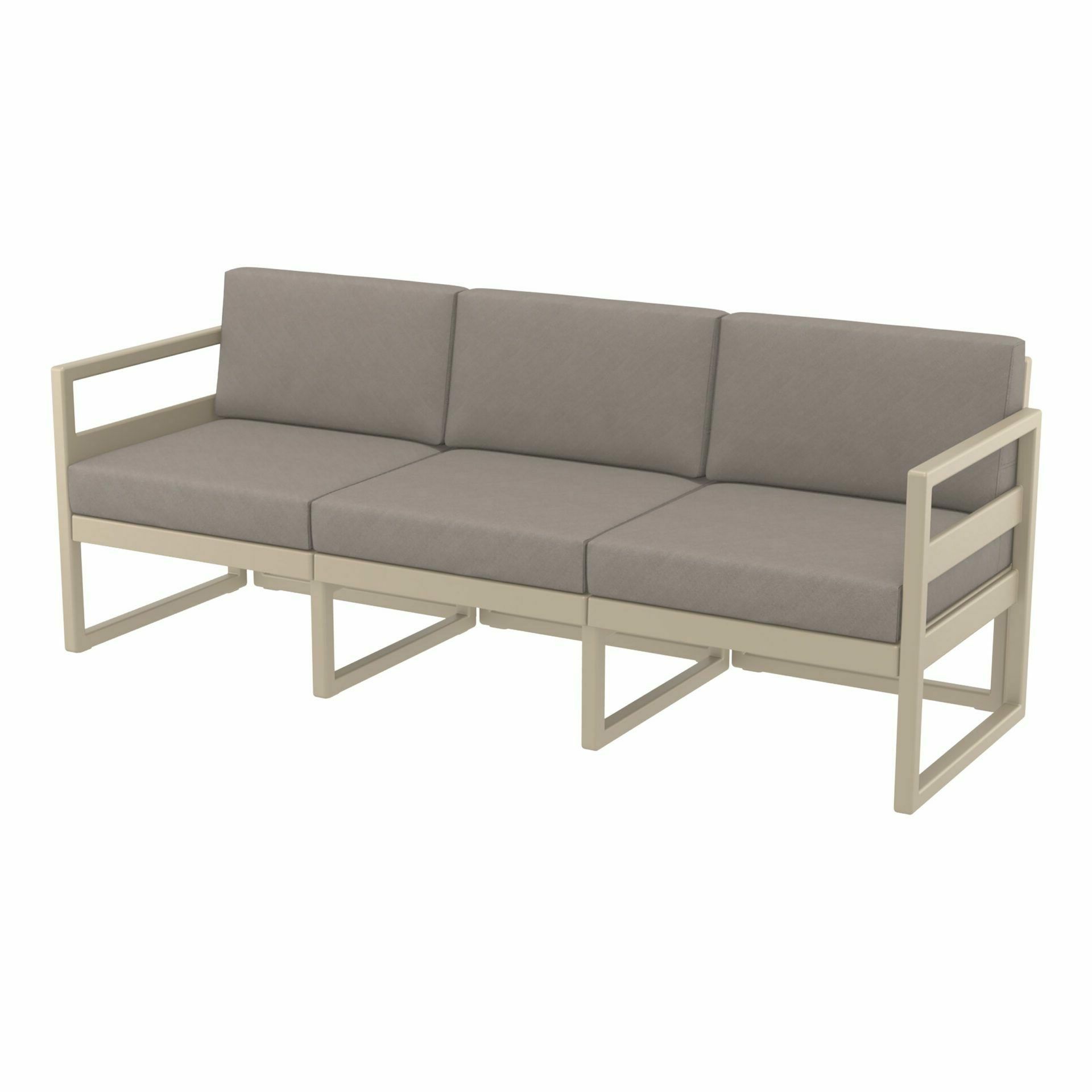 Mykonos Lounge Sofa XL - Taupe with Light Brown Cushions