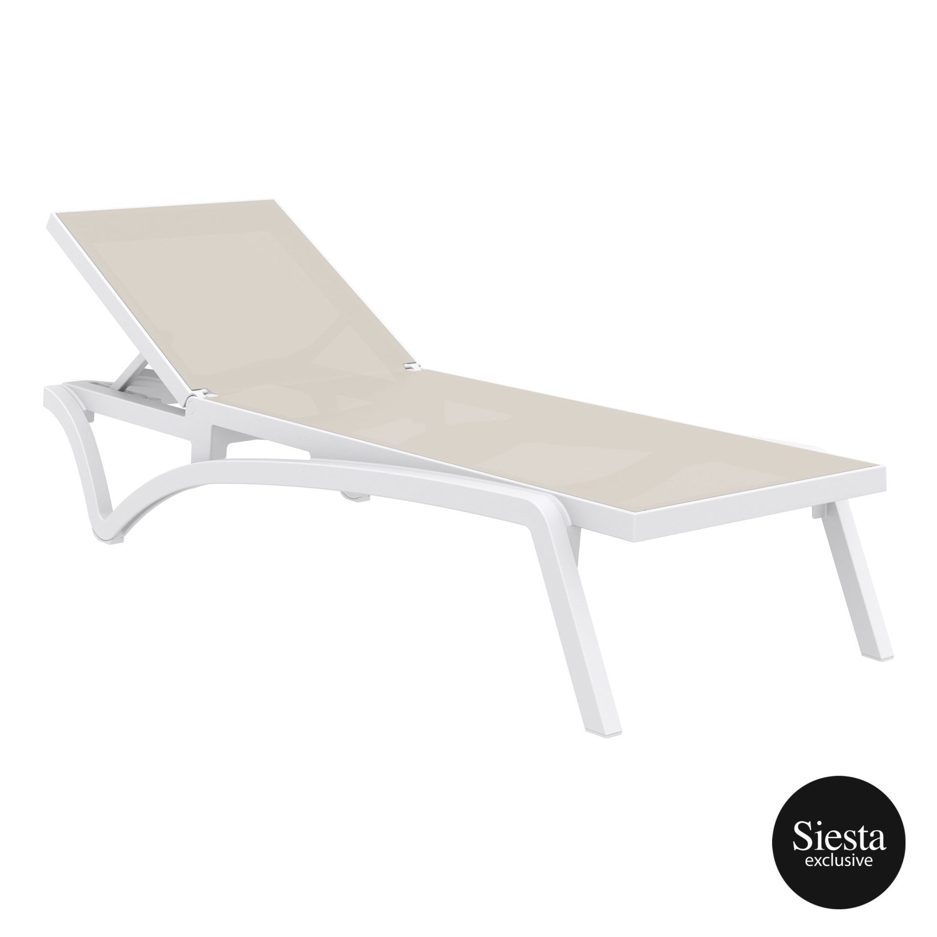 Pacific Sunlounger - White/Taupe
