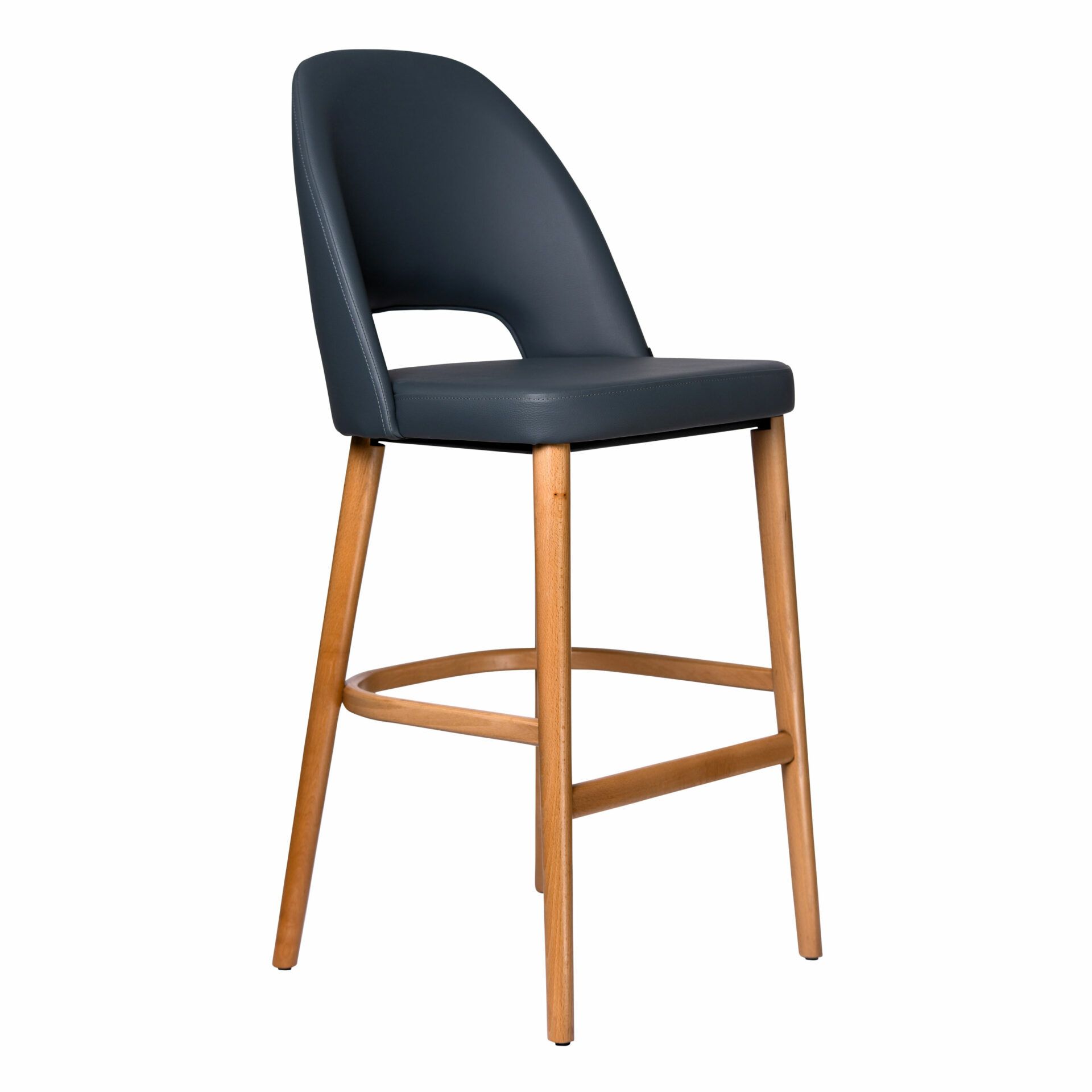 Semifreddo Stool - Trojan Oak Legs/Anthracite Vinyl