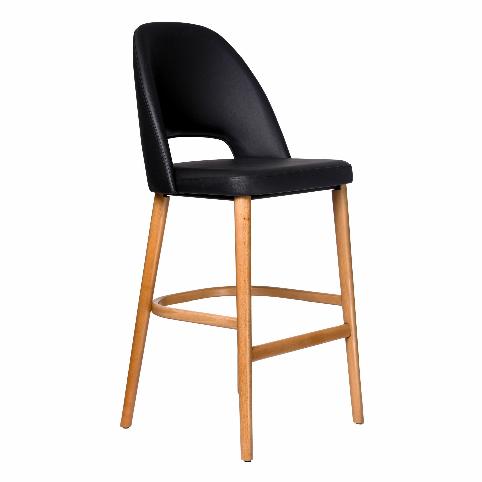 Semifreddo Stool - Trojan Oak Legs/Black Vinyl